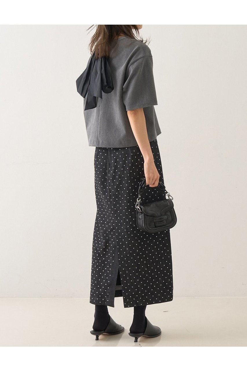 【デザイン ワークス/DESIGN WORKS】のバックリボンヴィンテージ加工Tシャツ 人気、トレンドファッション・服の通販 founy(ファニー) 　ファッション　Fashion　レディースファッション　WOMEN　トップス・カットソー　Tops/Tshirt　シャツ/ブラウス　Shirts/Blouses　ロング / Tシャツ　T-Shirts　カットソー　Cut and Sewn　ショート　Short　スリーブ　Sleeve　タフタ　Taffeta　デニム　Denim　リボン　Ribbon　ヴィンテージ　Vintage　NEW・新作・新着・新入荷　New Arrivals　other-4|ID: prp329100004585497 ipo3291000000032513833