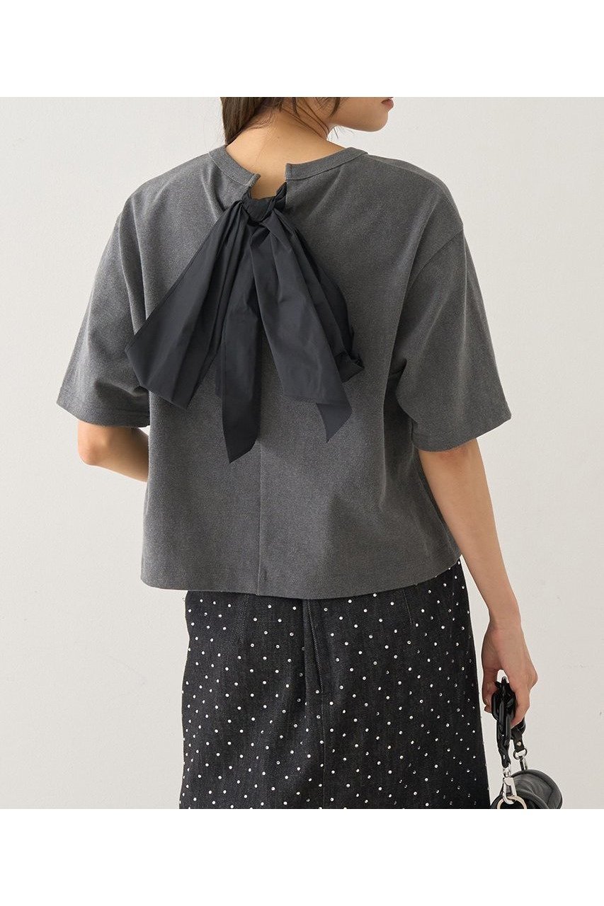 【デザイン ワークス/DESIGN WORKS】のバックリボンヴィンテージ加工Tシャツ 人気、トレンドファッション・服の通販 founy(ファニー) 　ファッション　Fashion　レディースファッション　WOMEN　トップス・カットソー　Tops/Tshirt　シャツ/ブラウス　Shirts/Blouses　ロング / Tシャツ　T-Shirts　カットソー　Cut and Sewn　ショート　Short　スリーブ　Sleeve　タフタ　Taffeta　デニム　Denim　リボン　Ribbon　ヴィンテージ　Vintage　NEW・新作・新着・新入荷　New Arrivals　other-5|ID: prp329100004585497 ipo3291000000032513834