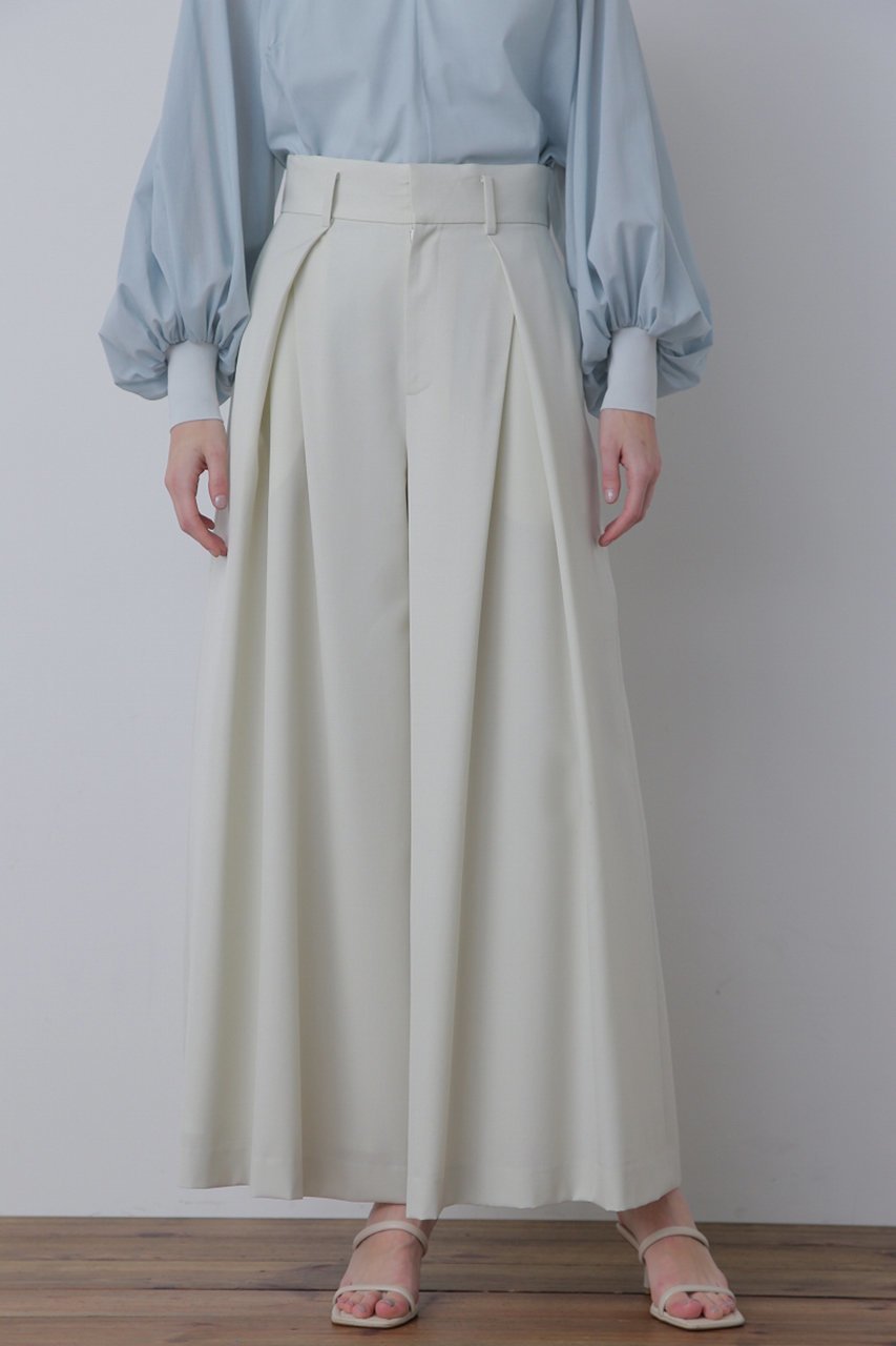 【ヒューエルミュージアム/hueLe Museum】の【STUMBLY】Cross Tuck Wide Pants インテリア・キッズ・メンズ・レディースファッション・服の通販 founy(ファニー) 　ファッション　Fashion　レディースファッション　Ladies' Fashion Online　パンツ　Pants　パターン　Pattern　フレア　Flare　フロント　Front　ワイド　Wide　ライトグリーン|ID: prp329100004585499 ipo3291000000032513853