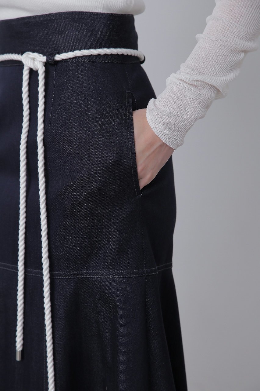 【ヒューエルミュージアム/hueLe Museum】の【STUMBLY】 Cotton/Silk Peplum Skirt 人気、トレンドファッション・服の通販 founy(ファニー) 　ファッション　Fashion　レディースファッション　Fashion for Women　スカート　Skirts　ロングスカート　Long Skirts / Maxi & Midi Skirts　なめらか　Smooth, Silky Texture　シルク　Silk, 100% Silk　デニム　Denim, Jeans Material　フロント　Front, Front Design　ペプラム　Peplum, Flared Hem　ロング　Long, Long-Length　エレガント 上品　Elegant　再入荷　Restock / Back in Stock　other-4|ID: prp329100004585500 ipo3291000000032928548