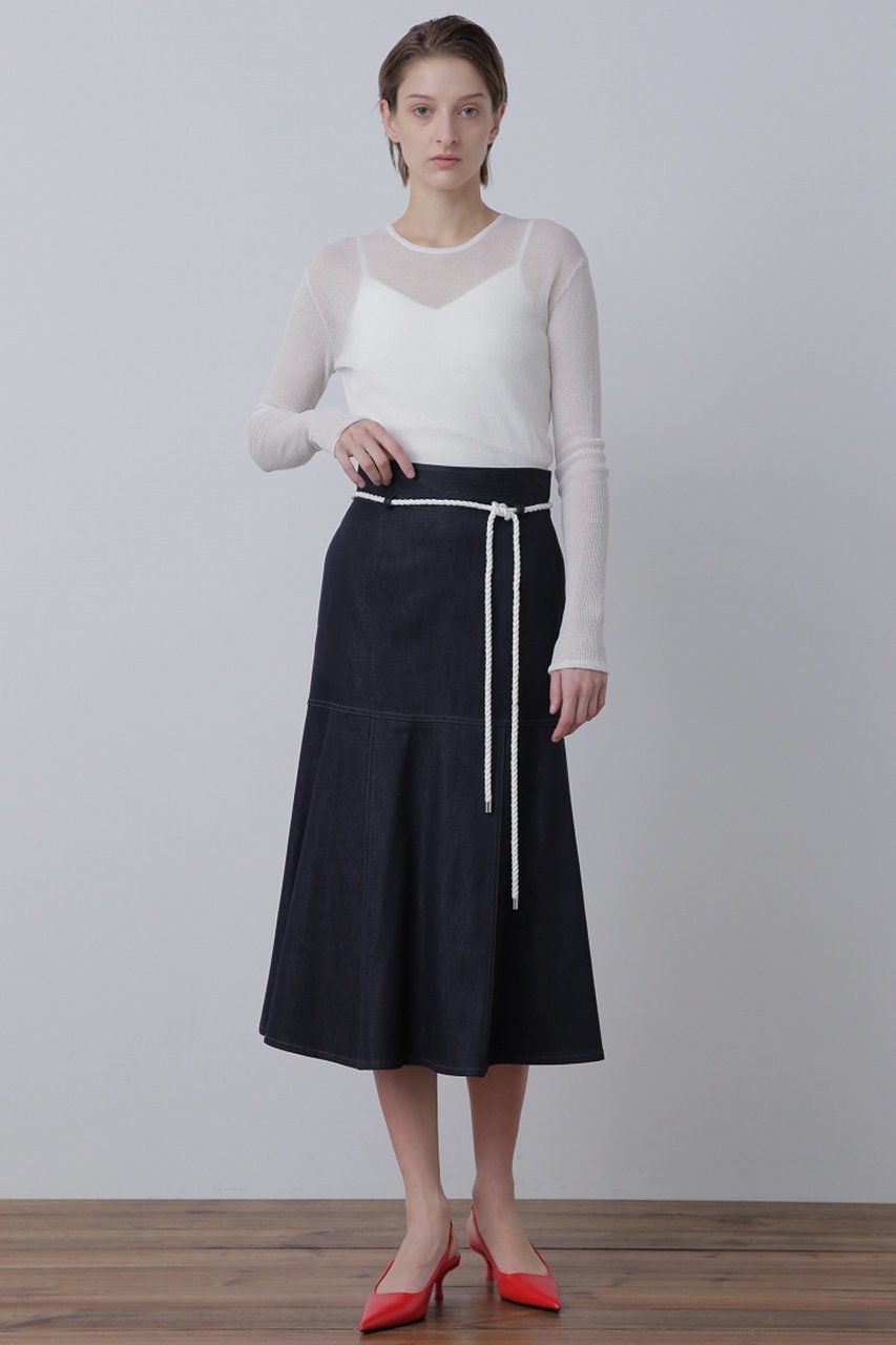【ヒューエルミュージアム/hueLe Museum】の【STUMBLY】 Cotton/Silk Peplum Skirt 人気、トレンドファッション・服の通販 founy(ファニー) 　ファッション　Fashion　レディースファッション　Fashion for Women　スカート　Skirts　ロングスカート　Long Skirts / Maxi & Midi Skirts　なめらか　Smooth, Silky Texture　シルク　Silk, 100% Silk　デニム　Denim, Jeans Material　フロント　Front, Front Design　ペプラム　Peplum, Flared Hem　ロング　Long, Long-Length　エレガント 上品　Elegant　再入荷　Restock / Back in Stock　other-5|ID: prp329100004585500 ipo3291000000032928556