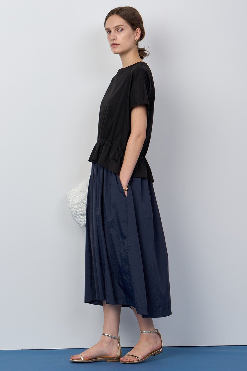 【ハウス オブ ロータス/HOUSE OF LOTUS】のコットンスムースバイカラーワンピース 人気、トレンドファッション・服の通販 founy(ファニー) 　ファッション　Fashion　レディースファッション　Fashion for Women　ワンピース　Dresses　チュニック　Tunic Tops & Dresses　なめらか　Smooth, Silky Texture　スリーブ　Sleeve, Long Sleeve / Short Sleeve　タフタ　Taffeta, Structured Fabric　チュニック　Tunic, Long Top　ドローコード　Drawcord, Drawstring Cord　フレンチ　French, French Style　ロング　Long, Long-Length　other-7|ID: prp329100004586534 ipo3291000000032631574