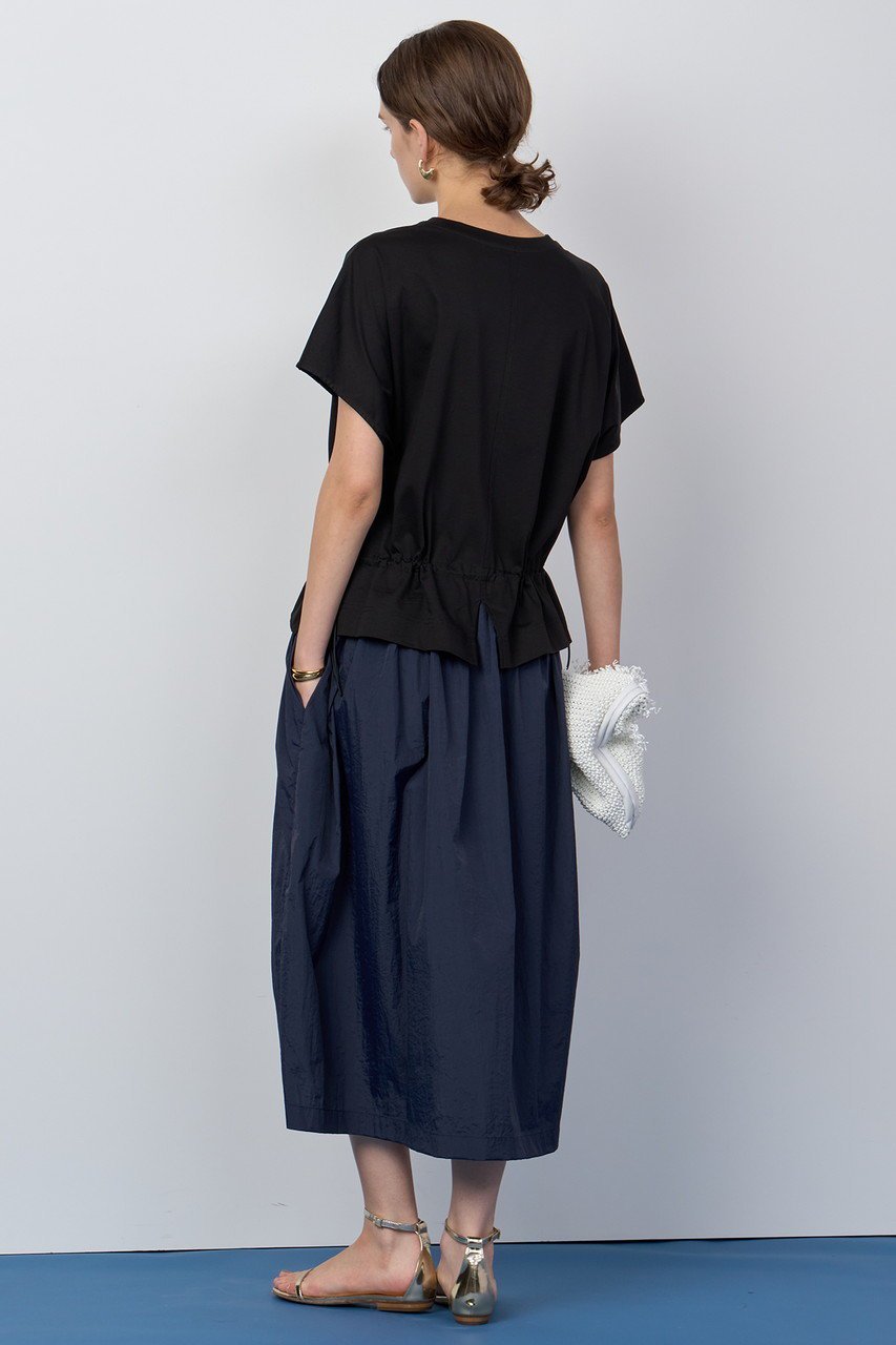 【ハウス オブ ロータス/HOUSE OF LOTUS】のコットンスムースバイカラーワンピース 人気、トレンドファッション・服の通販 founy(ファニー) 　ファッション　Fashion　レディースファッション　Fashion for Women　ワンピース　Dresses　チュニック　Tunic Tops & Dresses　なめらか　Smooth, Silky Texture　スリーブ　Sleeve, Long Sleeve / Short Sleeve　タフタ　Taffeta, Structured Fabric　チュニック　Tunic, Long Top　ドローコード　Drawcord, Drawstring Cord　フレンチ　French, French Style　ロング　Long, Long-Length　other-8|ID: prp329100004586534 ipo3291000000032631576