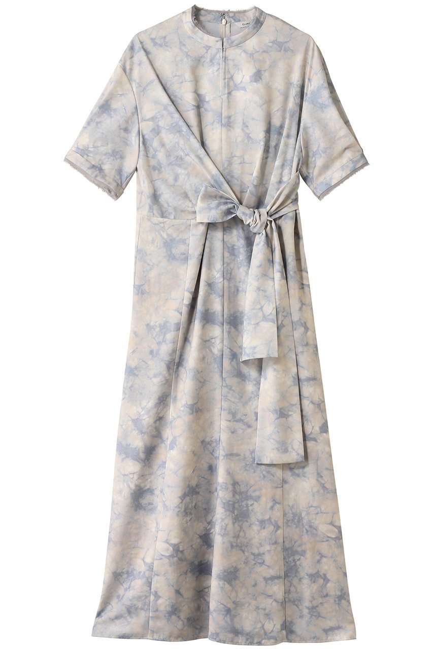 【クラネ/CLANE】のSTAND COLLAR WAIST TIE ONEPIECE/ワンピース インテリア・キッズ・メンズ・レディースファッション・服の通販 founy(ファニー) 　ファッション　Fashion　レディースファッション　Ladies' Fashion Online　ワンピース　Dress　チュニック　Tunic　スタンド　Stand　スリーブ　Sleeve　チュニック　Tunic　マーブル　Marble　ロング　Long　NEW・新作・新着・新入荷　New Arrivals　BLUE|ID: prp329100004586535 ipo3291000000032522739