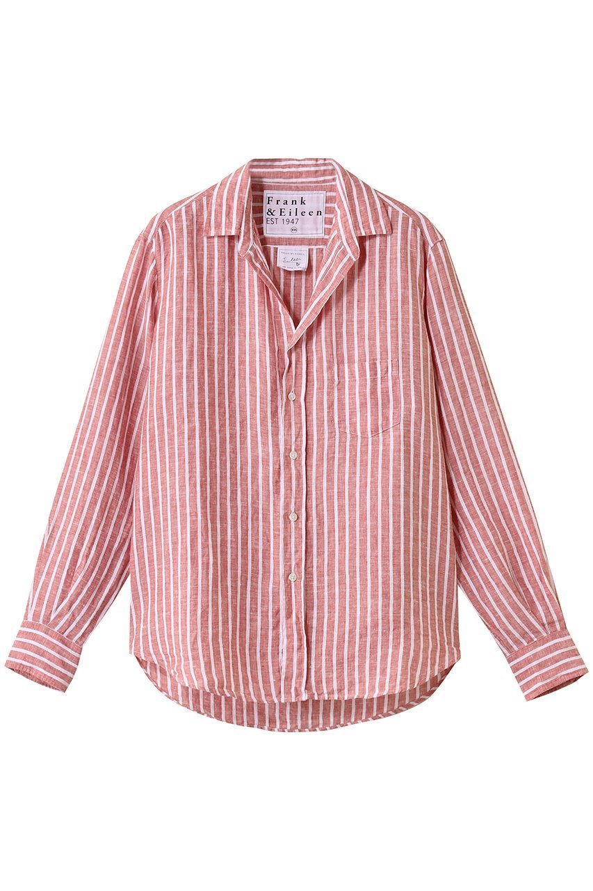 【フランク&アイリーン/Frank&Eileen】のEILEEN イタリアンリネン レッドストライプシャツ 人気、トレンドファッション・服の通販 founy(ファニー) 　ファッション　Fashion　レディースファッション　Fashion for Women　トップス・カットソー　Cut & Sew Tops　シャツ・ブラウス・オフィスカジュアル　Elegant Blouses & Button-Ups　ストライプ　Stripe, Striped Pattern　スリーブ　Sleeve, Long Sleeve / Short Sleeve　バランス　Balance, Style Balance　リネン　Linen, Linen Fabric　ロング　Long, Long-Length　定番　Standard, Basic Item　 other-1|ID: prp329100004586536 ipo3291000000035401430