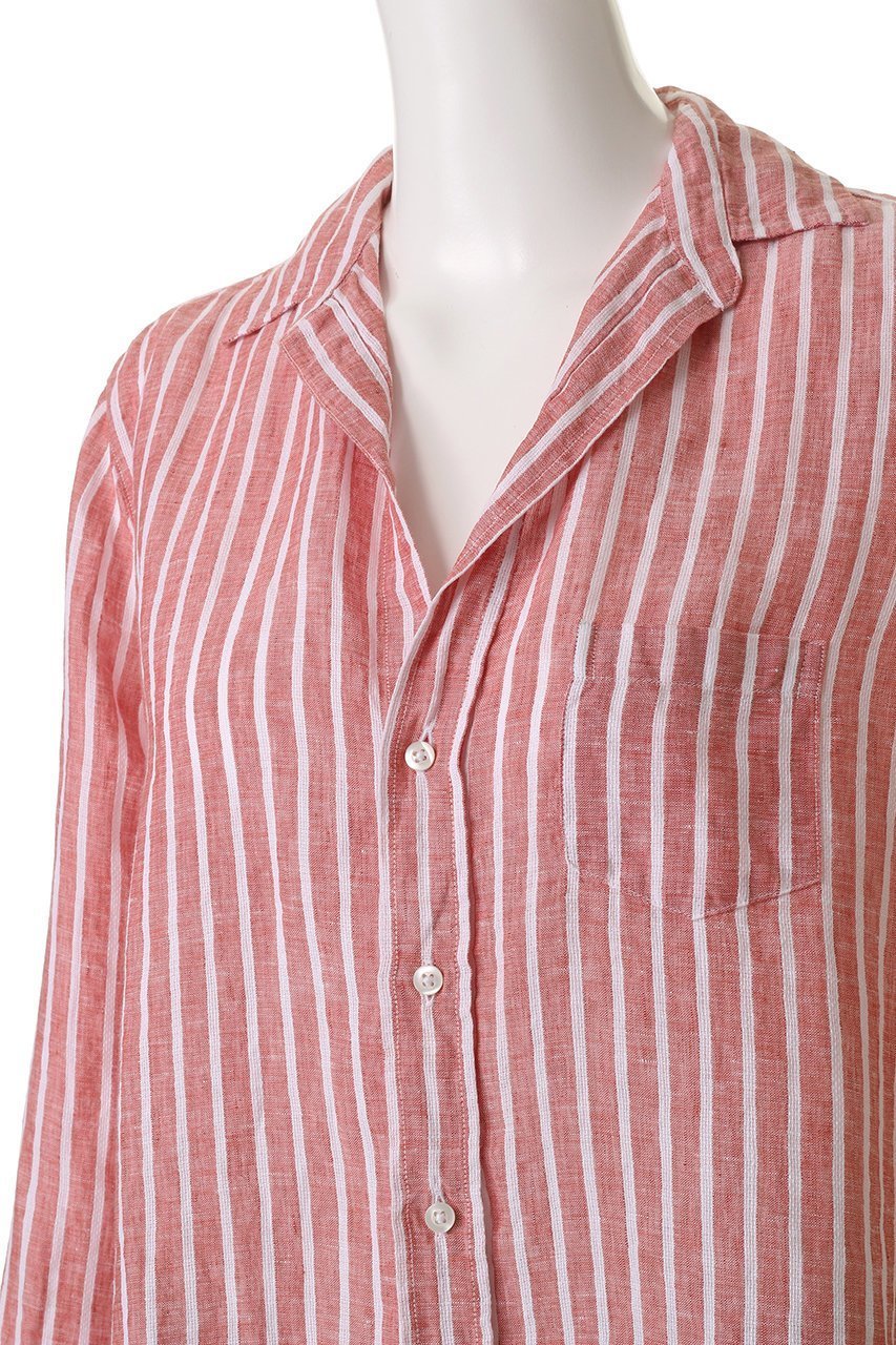 【フランク&アイリーン/Frank&Eileen】のEILEEN イタリアンリネン レッドストライプシャツ 人気、トレンドファッション・服の通販 founy(ファニー) 　ファッション　Fashion　レディースファッション　Fashion for Women　トップス・カットソー　Cut & Sew Tops　シャツ・ブラウス・オフィスカジュアル　Elegant Blouses & Button-Ups　ストライプ　Stripe, Striped Pattern　スリーブ　Sleeve, Long Sleeve / Short Sleeve　バランス　Balance, Style Balance　リネン　Linen, Linen Fabric　ロング　Long, Long-Length　定番　Standard, Basic Item　other-5|ID: prp329100004586536 ipo3291000000035401435