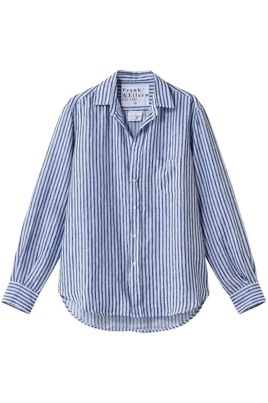 【フランク&アイリーン/Frank&Eileen】のEILEEN イタリアンリネン ライトブルーストライプシャツ 人気、トレンドファッション・服の通販 founy(ファニー) 　ファッション　Fashion　レディースファッション　Fashion for Women　トップス・カットソー　Cut & Sew Tops　シャツ・ブラウス・オフィスカジュアル　Elegant Blouses & Button-Ups　スリーブ　Sleeve, Long Sleeve / Short Sleeve　リネン　Linen, Linen Fabric　ロング　Long, Long-Length　 other-1|ID: prp329100004586539 ipo3291000000035790636