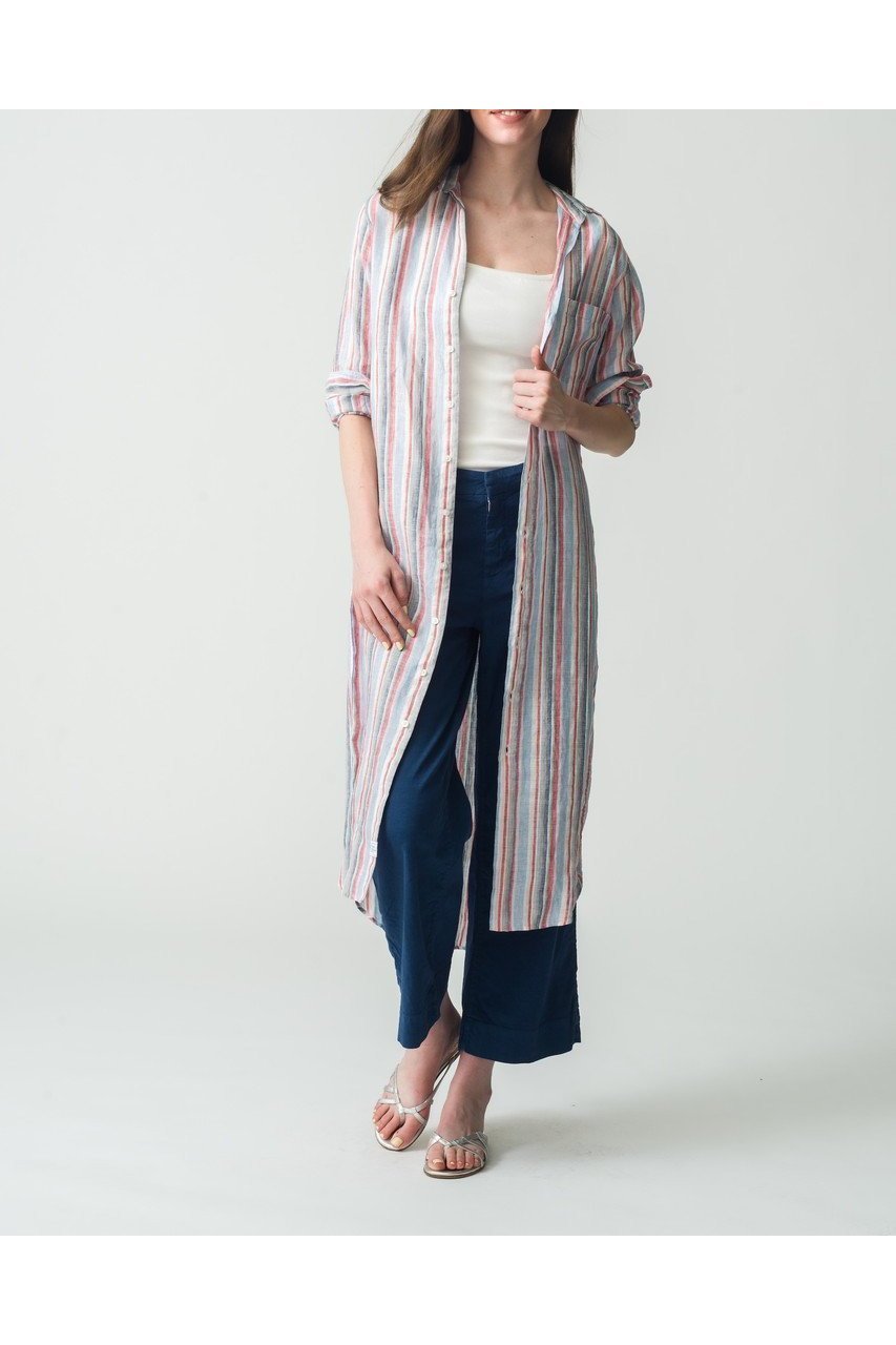 【フランク&アイリーン/Frank&Eileen】のRORY イタリアンリネン マルチストライプロングシャツ 人気、トレンドファッション・服の通販 founy(ファニー) 　ファッション　Fashion　レディースファッション　Ladies' Fashion Online　トップス・カットソー　Tops/Tshirt　シャツ/ブラウス　Shirts/Blouses　おすすめ　Recommend　シンプル　Simple　ストライプ　Stripe　スリム　Slim　スリーブ　Sleeve　フロント　Front　リネン　Linen　ロング　Long　夏　Summer　NEW・新作・新着・新入荷　New Arrivals　無地　Plain Color　羽織　Haori　other-6|ID: prp329100004586540 ipo3291000000032522783