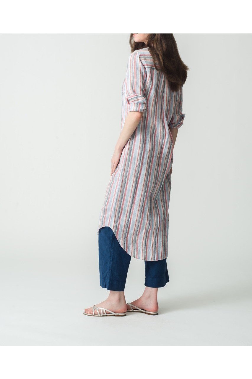 【フランク&アイリーン/Frank&Eileen】のRORY イタリアンリネン マルチストライプロングシャツ 人気、トレンドファッション・服の通販 founy(ファニー) 　ファッション　Fashion　レディースファッション　Ladies' Fashion Online　トップス・カットソー　Tops/Tshirt　シャツ/ブラウス　Shirts/Blouses　おすすめ　Recommend　シンプル　Simple　ストライプ　Stripe　スリム　Slim　スリーブ　Sleeve　フロント　Front　リネン　Linen　ロング　Long　夏　Summer　NEW・新作・新着・新入荷　New Arrivals　無地　Plain Color　羽織　Haori　other-7|ID: prp329100004586540 ipo3291000000032522786