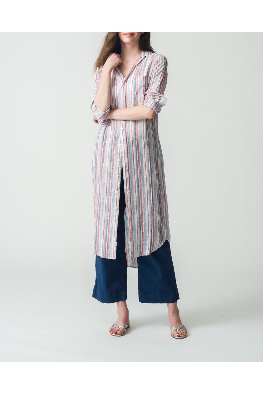 【フランク&アイリーン/Frank&Eileen】のRORY イタリアンリネン マルチストライプロングシャツ 人気、トレンドファッション・服の通販 founy(ファニー) 　ファッション　Fashion　レディースファッション　Ladies' Fashion Online　トップス・カットソー　Tops/Tshirt　シャツ/ブラウス　Shirts/Blouses　おすすめ　Recommend　シンプル　Simple　ストライプ　Stripe　スリム　Slim　スリーブ　Sleeve　フロント　Front　リネン　Linen　ロング　Long　夏　Summer　NEW・新作・新着・新入荷　New Arrivals　無地　Plain Color　羽織　Haori　other-8|ID: prp329100004586540 ipo3291000000032522788