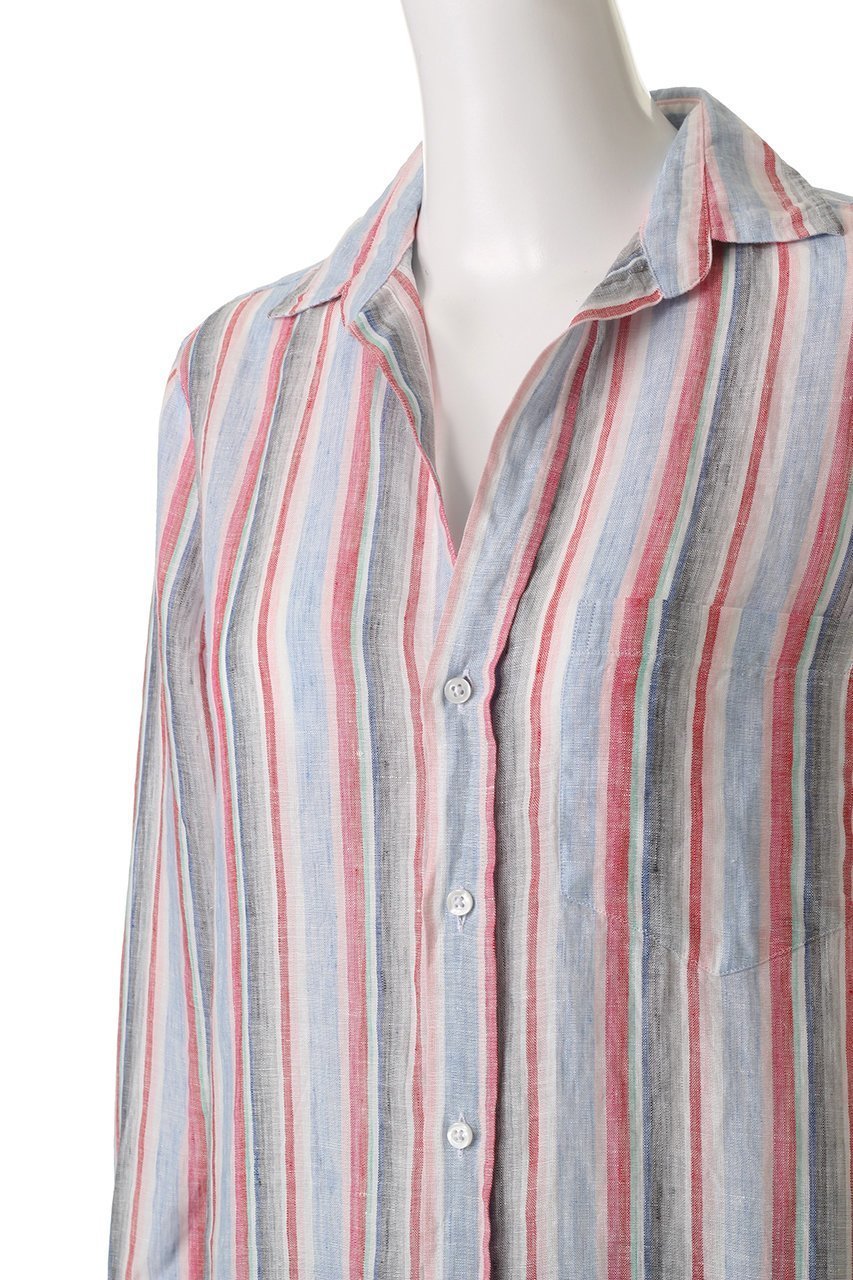 【フランク&アイリーン/Frank&Eileen】のRORY イタリアンリネン マルチストライプロングシャツ 人気、トレンドファッション・服の通販 founy(ファニー) 　ファッション　Fashion　レディースファッション　Fashion for Women　トップス・カットソー　Cut & Sew Tops　シャツ・ブラウス・オフィスカジュアル　Elegant Blouses & Button-Ups　おすすめ　Recommended / Our Picks　シンプル　Simple, Minimal　ストライプ　Stripe, Striped Pattern　スリム　Slim, Slim Fit　スリーブ　Sleeve, Long Sleeve / Short Sleeve　フロント　Front, Front Design　リネン　Linen, Linen Fabric　ロング　Long, Long-Length　夏　Summer　無地　Plain, Solid Color　羽織　Haori, Light Jacket　other-5|ID: prp329100004586540 ipo3291000000036392959