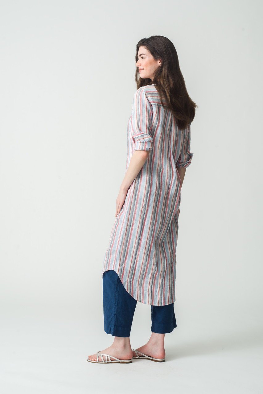 【フランク&アイリーン/Frank&Eileen】のRORY イタリアンリネン マルチストライプロングシャツ 人気、トレンドファッション・服の通販 founy(ファニー) 　ファッション　Fashion　レディースファッション　Fashion for Women　トップス・カットソー　Cut & Sew Tops　シャツ・ブラウス・オフィスカジュアル　Elegant Blouses & Button-Ups　おすすめ　Recommended / Our Picks　シンプル　Simple, Minimal　ストライプ　Stripe, Striped Pattern　スリム　Slim, Slim Fit　スリーブ　Sleeve, Long Sleeve / Short Sleeve　フロント　Front, Front Design　リネン　Linen, Linen Fabric　ロング　Long, Long-Length　夏　Summer　無地　Plain, Solid Color　羽織　Haori, Light Jacket　other-7|ID: prp329100004586540 ipo3291000000036392961