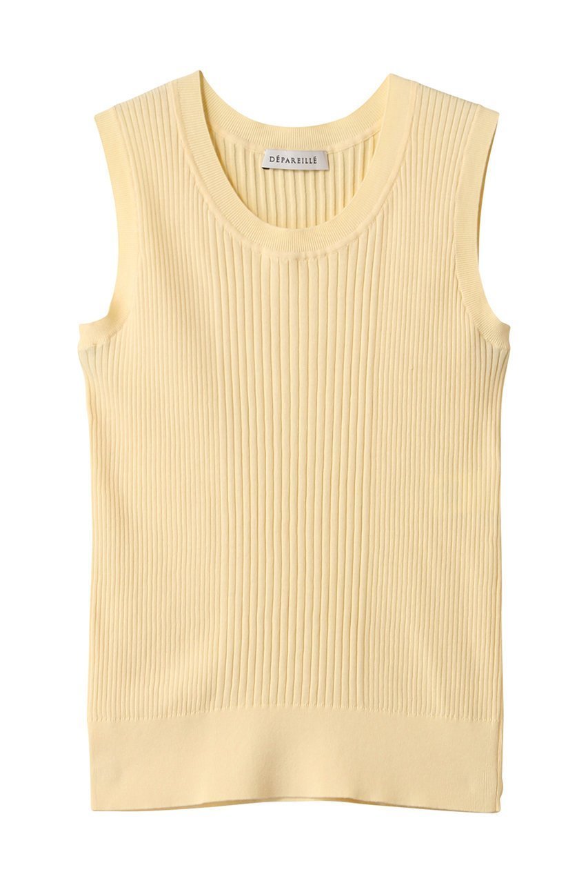 【デパリエ/DEPAREILLE】のコットンリブノースリーブ インテリア・キッズ・メンズ・レディースファッション・服の通販 founy(ファニー) 　ファッション　Fashion　レディースファッション　Ladies' Fashion Online　トップス・カットソー　Tops/Tshirt　ニット　Knit Tops　キャミソール / ノースリーブ　No Sleeves　プルオーバー　Pullover　インナー　Inner　カーディガン　Cardigan　ジャケット　Jacket　ノースリーブ　No Sleeve　NEW・新作・新着・新入荷　New Arrivals　イエロー|ID: prp329100004586548 ipo3291000000032522856