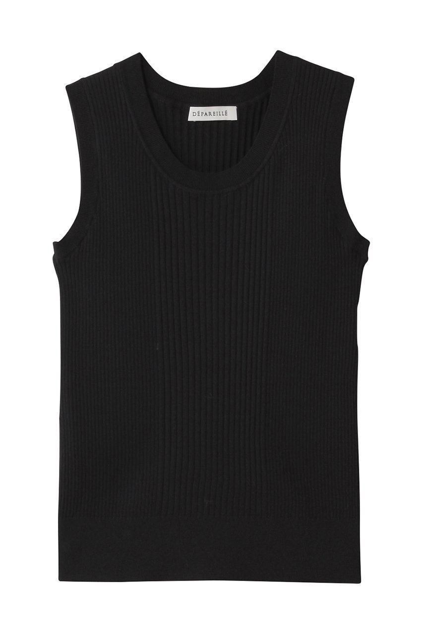【デパリエ/DEPAREILLE】のコットンリブノースリーブ インテリア・キッズ・メンズ・レディースファッション・服の通販 founy(ファニー) 　ファッション　Fashion　レディースファッション　Ladies' Fashion Online　トップス・カットソー　Tops/Tshirt　ニット　Knit Tops　キャミソール / ノースリーブ　No Sleeves　プルオーバー　Pullover　インナー　Inner　カーディガン　Cardigan　ジャケット　Jacket　ノースリーブ　No Sleeve　NEW・新作・新着・新入荷　New Arrivals　ブラック|ID: prp329100004586548 ipo3291000000032522857
