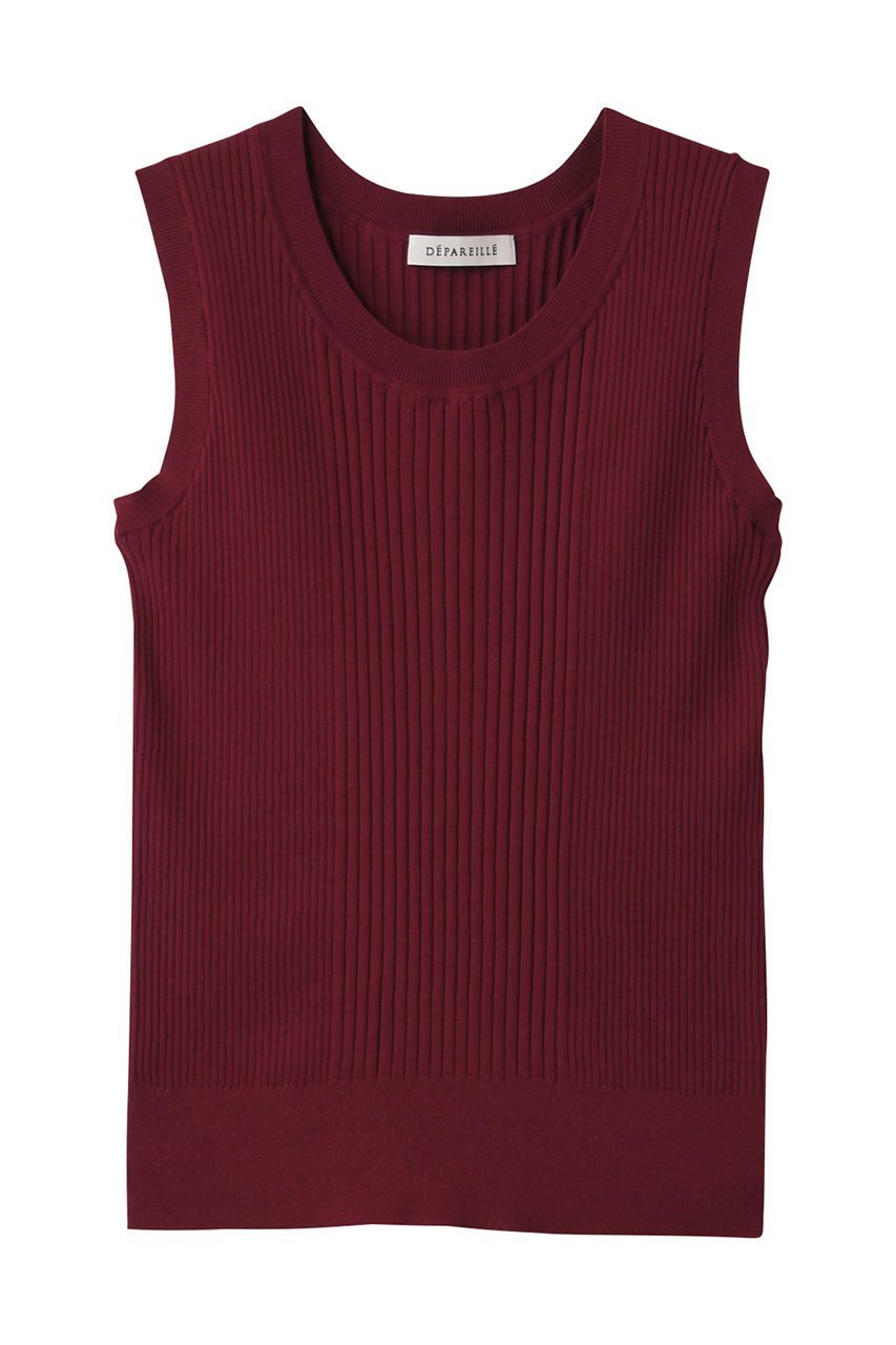 【デパリエ/DEPAREILLE】のコットンリブノースリーブ インテリア・キッズ・メンズ・レディースファッション・服の通販 founy(ファニー) 　ファッション　Fashion　レディースファッション　Ladies' Fashion Online　トップス・カットソー　Tops/Tshirt　ニット　Knit Tops　キャミソール / ノースリーブ　No Sleeves　プルオーバー　Pullover　インナー　Inner　カーディガン　Cardigan　ジャケット　Jacket　ノースリーブ　No Sleeve　NEW・新作・新着・新入荷　New Arrivals　ボルドー|ID: prp329100004586548 ipo3291000000032522858