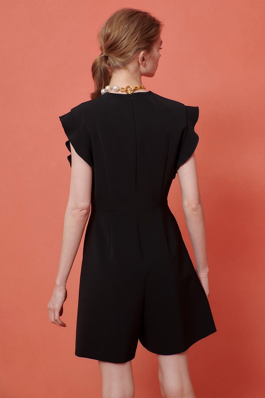 【アルアバイル/allureville】の【Loulou Willoughby】ダブルクロスミニオールインワン 人気、トレンドファッション・服の通販 founy(ファニー) 　ファッション　Fashion　レディースファッション　Fashion for Women　パンツ　Pants & Trousers　ストレッチ　Stretch, Stretchy Fabric　ダブル　Double, Double-Breasted　パーティ　Party, Party Style　フィット　Fit, Slim Fit　フリル　Frill, Ruffle　other-7|ID: prp329100004586561 ipo3291000000035401494