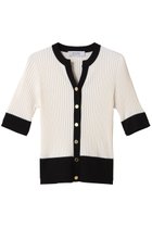 【アルアバイル/allureville】の【Loulou Willoughby】バイカラーキーネック5分袖CD A 人気、トレンドファッション・服の通販 founy(ファニー) ファッション Fashion レディースファッション Ladies' Fashion Online トップス・カットソー Tops/Tshirt ニット Knit Tops カーディガン Cardigans カーディガン Cardigan ファブリック Fabric NEW・新作・新着・新入荷 New Arrivals thumbnail オフホワイト|ID: prp329100004586566 ipo3291000000032523009