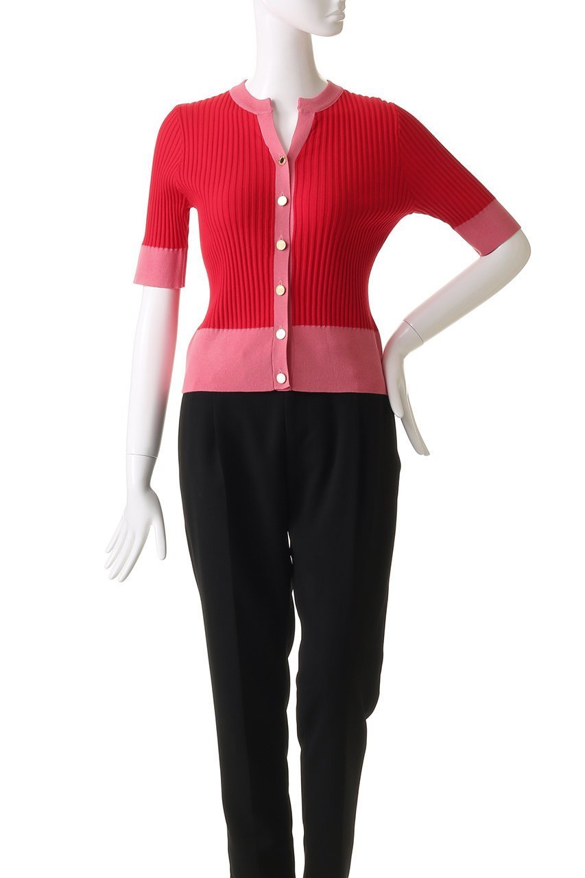 【アルアバイル/allureville】の【Loulou Willoughby】バイカラーキーネック5分袖CD A 人気、トレンドファッション・服の通販 founy(ファニー) 　ファッション　Fashion　レディースファッション　Fashion for Women　トップス・カットソー　Cut & Sew Tops　ニット　Knit Tops & Sweaters　カーディガン・羽織り　Layered Style Cardigans　カーディガン　Cardigan, Knitwear　ファブリック　Fabric, Textile　other-2|ID: prp329100004586566 ipo3291000000035518214