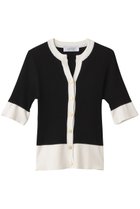 【アルアバイル/allureville】の【Loulou Willoughby】バイカラーキーネック5分袖CD A ブラック|ID: prp329100004586566 ipo3291000000036828680