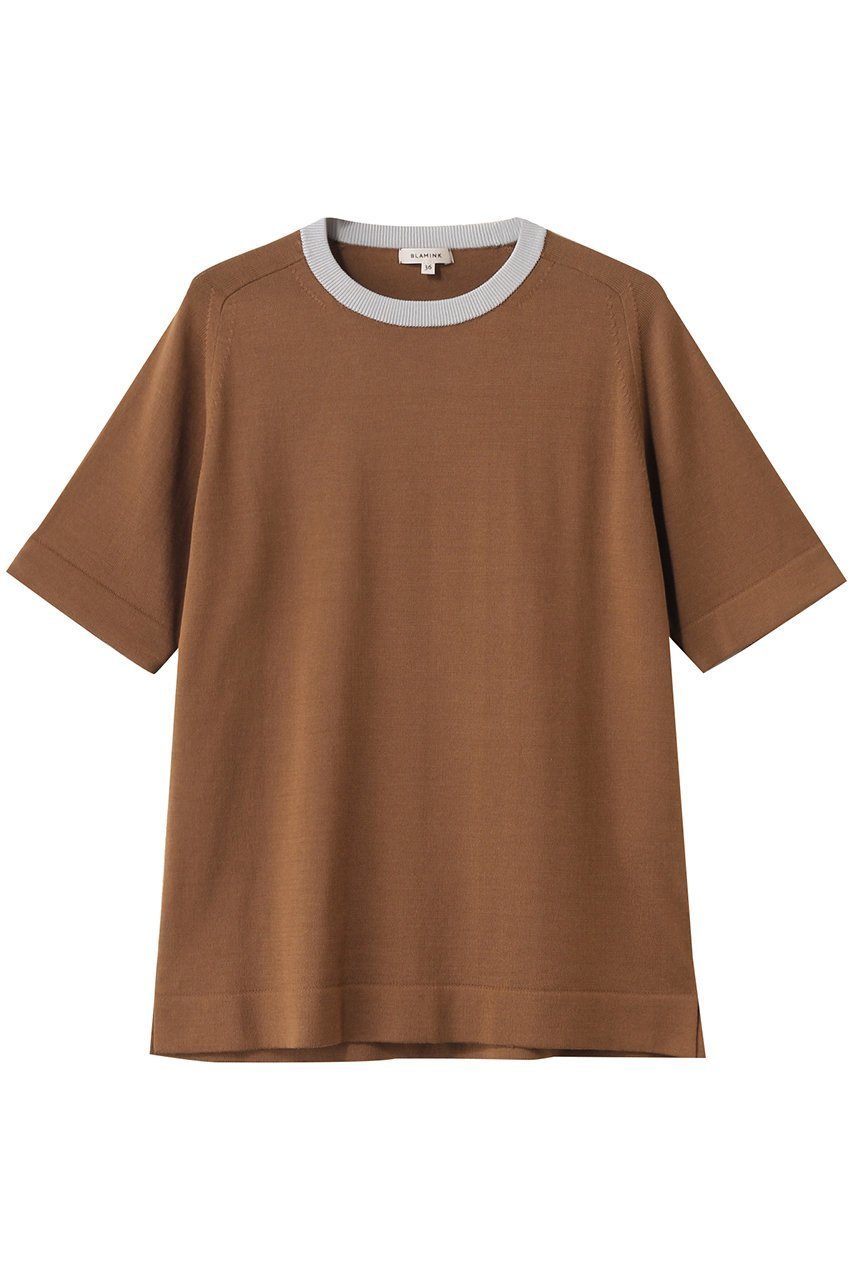 【ブラミンク/BLAMINK】のクルーネックショートスリーブニット インテリア・キッズ・メンズ・レディースファッション・服の通販 founy(ファニー) 　ファッション　Fashion　レディースファッション　Ladies' Fashion Online　トップス・カットソー　Tops/Tshirt　ニット　Knit Tops　プルオーバー　Pullover　2025年　2025　2025-2026秋冬・A/W　Aw/Autumn/Winter/Fw/Fall/2025-2026　シンプル　Simple　ボトム　Bottom　A/W・秋冬　Aw・Autumn/Winter・Fw・Fall-Winter　ミッドブラウン|ID: prp329100004586587 ipo3291000000032523286
