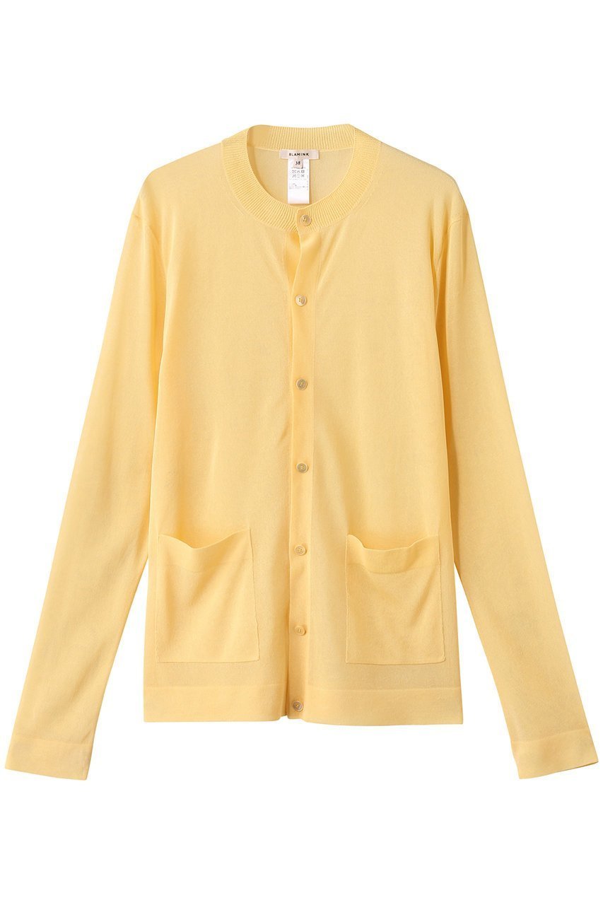 【ブラミンク/BLAMINK】のクルーネックカーディガン インテリア・キッズ・メンズ・レディースファッション・服の通販 founy(ファニー) 　ファッション　Fashion　レディースファッション　Fashion for Women　トップス・カットソー　Cut & Sew Tops　ニット　Knit Tops & Sweaters　カーディガン・羽織り　Layered Style Cardigans　2025年　2025　2025-2026秋冬・A/W　Autumn/Winter 2025–26 AW25–26　なめらか　Smooth, Silky Texture　インナー　Innerwear　カーディガン　Cardigan, Knitwear　シアー　Sheer, See-Through　シルク　Silk, 100% Silk　フォルム　Silhouette, Form　ポケット　Pocket, Pocket Detail　エレガント 上品　Elegant　再入荷　Restock / Back in Stock　A/W・秋冬　Autumn/Winter　イエロー|ID: prp329100004586600 ipo3291000000032523370