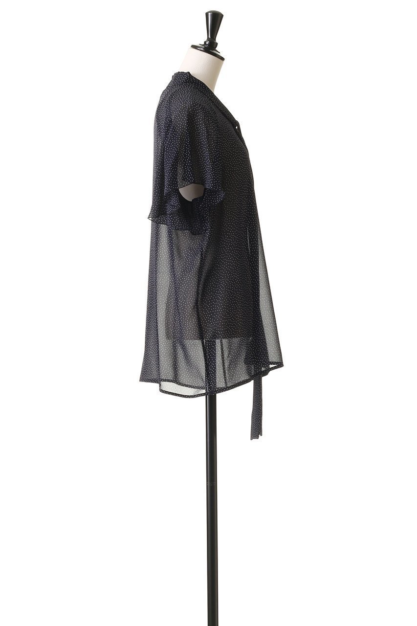 【ブラミンク/BLAMINK】のドットフレアスリーブブラウス 人気、トレンドファッション・服の通販 founy(ファニー) 　ファッション　Fashion　レディースファッション　Fashion for Women　トップス・カットソー　Cut & Sew Tops　シャツ・ブラウス・オフィスカジュアル　Elegant Blouses & Button-Ups　インナー　Innerwear　シアー　Sheer, See-Through　ショート　Short, Short Length　ジャケット　Jacket, Outerwear　スリーブ　Sleeve, Long Sleeve / Short Sleeve　トレンド　Trend, Trending Now　ドット　Polka Dot, Dot Pattern　バランス　Balance, Style Balance　フェミニン　Feminine, Girly　フォルム　Silhouette, Form　フレア　Flare, Flared　モダン　Modern, Contemporary　ランダム　Random, Irregular　リボン　Ribbon, Bow　エレガント 上品　Elegant　other-3|ID: prp329100004586610 ipo3291000000032523431