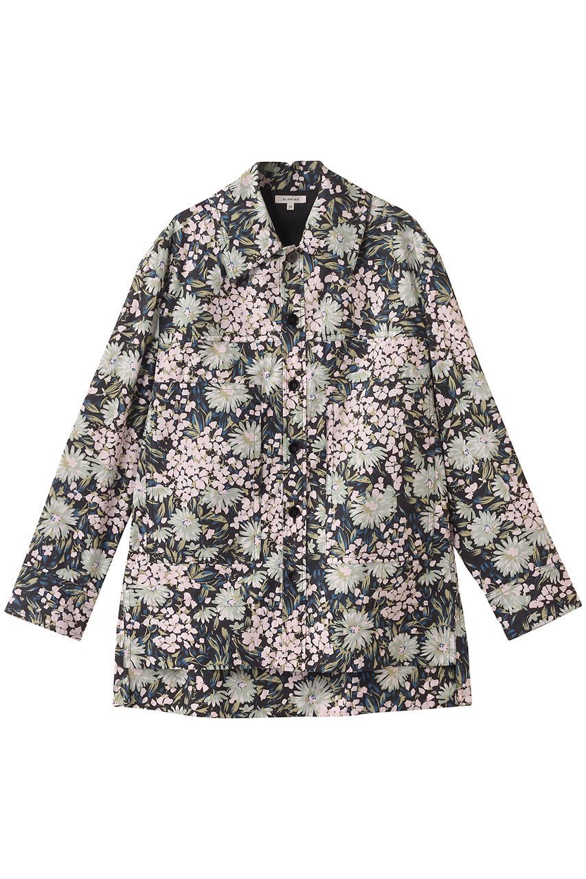 【ブラミンク/BLAMINK】のフラワープリントレギュラーカラーシャツ インテリア・キッズ・メンズ・レディースファッション・服の通販 founy(ファニー) 　ファッション　Fashion　レディースファッション　Fashion for Women　トップス・カットソー　Cut & Sew Tops　シャツ・ブラウス・オフィスカジュアル　Elegant Blouses & Button-Ups　花柄・フラワープリント・モチーフ　Floral Prints & Motifs / Flower Pattern Tops　2025年　2025　2025-2026秋冬・A/W　Autumn/Winter 2025–26 AW25–26　インナー　Innerwear　スリーブ　Sleeve, Long Sleeve / Short Sleeve　バランス　Balance, Style Balance　フラワー　Flower, Floral　プリント　Print, Printed Pattern　ポケット　Pocket, Pocket Detail　レギュラー　Regular, Standard Fit　ロング　Long, Long-Length　エレガント 上品　Elegant　A/W・秋冬　Autumn/Winter　ブラック|ID: prp329100004586612 ipo3291000000032523437