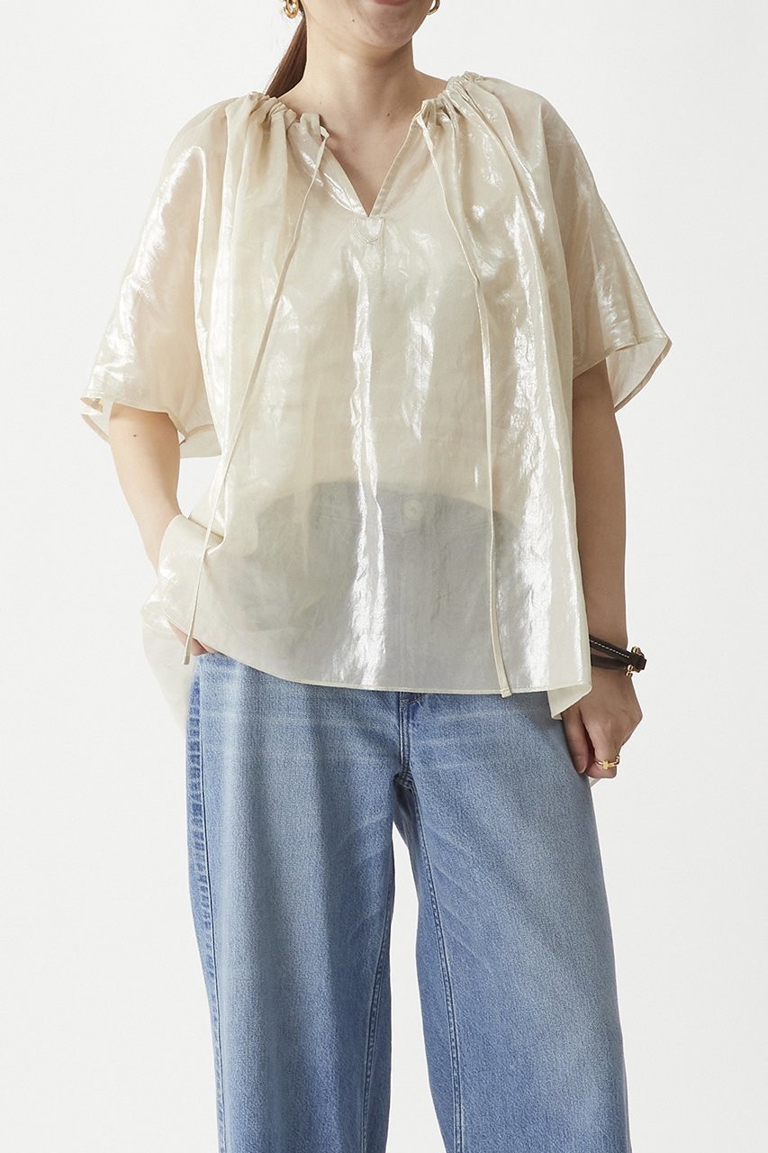 【プルミエ アロンディスモン/1er Arrondissement】のコットン箔プリントブラウス 人気、トレンドファッション・服の通販 founy(ファニー) 　ファッション　Fashion　レディースファッション　Fashion for Women　トップス・カットソー　Cut & Sew Tops　シャツ・ブラウス・オフィスカジュアル　Elegant Blouses & Button-Ups　ショート　Short, Short Length　スリーブ　Sleeve, Long Sleeve / Short Sleeve　トレンド　Trend, Trending Now　フォルム　Silhouette, Form　プリント　Print, Printed Pattern　リュクス　Luxury, Elegant, High-End, Chic　再入荷　Restock / Back in Stock　other-8|ID: prp329100004586626 ipo3291000000035401581