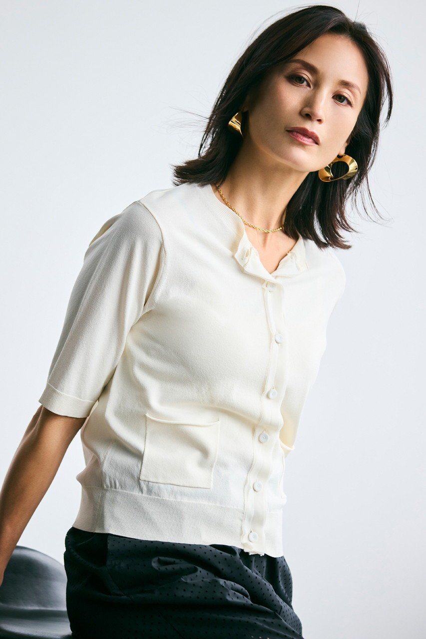 【ベイジ,/BEIGE,】のVALOIS(ヴァロア)/ジョーゼットトリム半袖カーディガン 人気、トレンドファッション・服の通販 founy(ファニー) ファッション Fashion レディースファッション Fashion for Women トップス・カットソー Cut & Sew Tops ニット Knit Tops & Sweaters カーディガン・羽織り Layered Style Cardigans なめらか Smooth, Silky Texture カーディガン Cardigan, Knitwear ジョーゼット Georgette, Semi-Sheer Fabric 半袖 Short Sleeve, Half Sleeve other-7|ID: prp329100004586627 ipo3291000000035401591