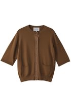 【ベイジ,/BEIGE,】のVALOIS(ヴァロア)/ジョーゼットトリム半袖カーディガン Brown|ID: prp329100004586627 ipo3291000000035692918