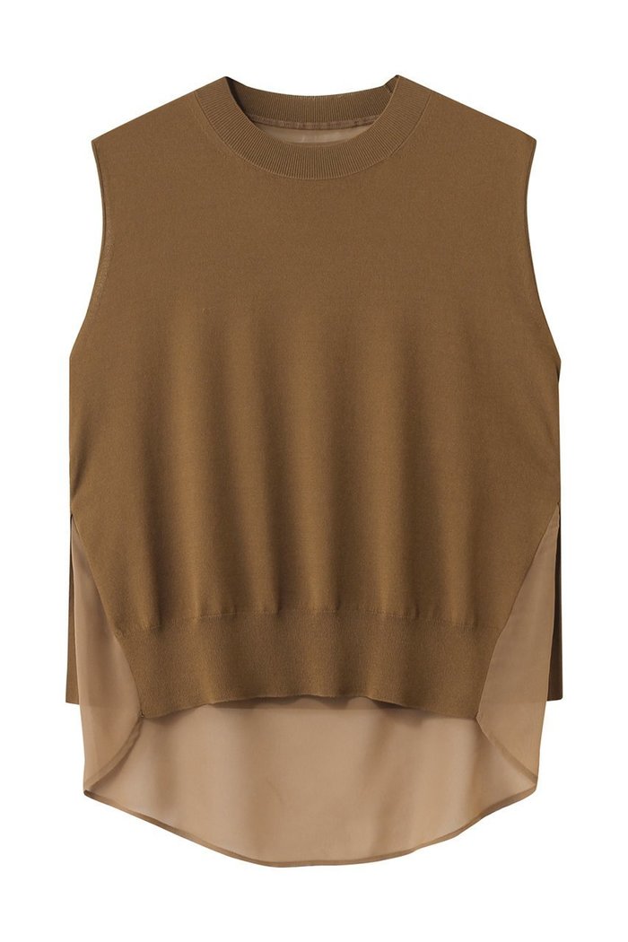 【ベイジ,/BEIGE,】のVALOIS(ヴァロア)/バックシフォンレイヤードニット インテリア・キッズ・メンズ・レディースファッション・服の通販 founy(ファニー) https://founy.com/ ファッション Fashion レディースファッション Ladies' Fashion Online トップス・カットソー Tops/Tshirt ニット Knit Tops プルオーバー Pullover 2025年 2025 2025-2026秋冬・A/W Aw/Autumn/Winter/Fw/Fall/2025-2026 なめらか Smooth シフォン Chiffon シンプル Simple フロント Front A/W・秋冬 Aw・Autumn/Winter・Fw・Fall-Winter |ID: prp329100004586628 ipo3291000000032631599