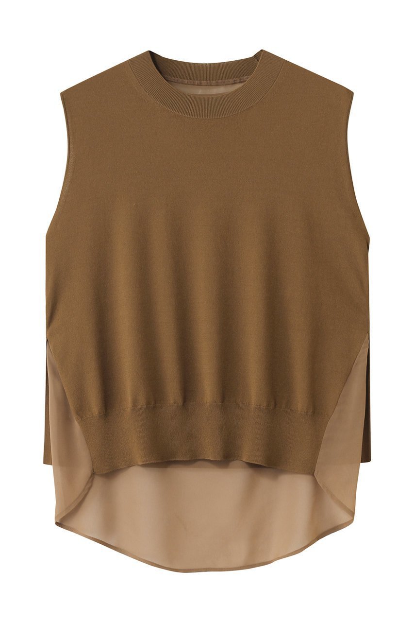 【ベイジ,/BEIGE,】のVALOIS(ヴァロア)/バックシフォンレイヤードニット インテリア・キッズ・メンズ・レディースファッション・服の通販 founy(ファニー) 　ファッション　Fashion　レディースファッション　Ladies' Fashion Online　トップス・カットソー　Tops/Tshirt　ニット　Knit Tops　プルオーバー　Pullover　2025年　2025　2025-2026秋冬・A/W　Aw/Autumn/Winter/Fw/Fall/2025-2026　なめらか　Smooth　シフォン　Chiffon　シンプル　Simple　フロント　Front　A/W・秋冬　Aw・Autumn/Winter・Fw・Fall-Winter　Brown|ID: prp329100004586628 ipo3291000000032631599