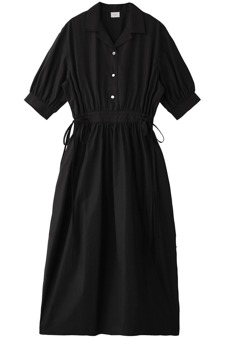 【マノフ/MANOF】のTYPEWEITER GATHER ONE PIECE/ワンピース インテリア・キッズ・メンズ・レディースファッション・服の通販 founy(ファニー) 　ファッション　Fashion　レディースファッション　Fashion for Women　ワンピース　Dresses　チュニック　Tunic Tops & Dresses　コンパクト　Compact, Small Size　スリーブ　Sleeve, Long Sleeve / Short Sleeve　チュニック　Tunic, Long Top　トレンド　Trend, Trending Now　バルーン　Balloon, Balloon Silhouette　フェミニン　Feminine, Girly　リボン　Ribbon, Bow　ルーズ　Loose, Oversized　ロング　Long, Long-Length　BLACK|ID: prp329100004587574 ipo3291000000035613316