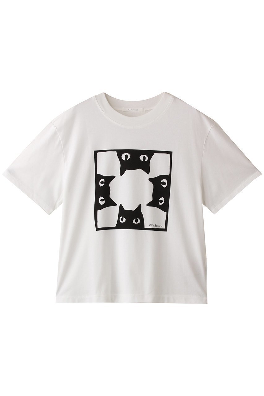 【プレインピープル/PLAIN PEOPLE】のミーアキャットプリントTシャツ インテリア・キッズ・メンズ・レディースファッション・服の通販 founy(ファニー) 　ファッション　Fashion　レディースファッション　Ladies' Fashion Online　トップス・カットソー　Tops/Tshirt　シャツ/ブラウス　Shirts/Blouses　ロング / Tシャツ　T-Shirts　カットソー　Cut and Sewn　2025年　2025　おすすめ　Recommend　ショート　Short　スリーブ　Sleeve　デニム　Denim　プリント　Print　モチーフ　Motif　半袖　Short Sleeve　A/W・秋冬　Aw・Autumn/Winter・Fw・Fall-Winter　ホワイト|ID: prp329100004587597 ipo3291000000032535878