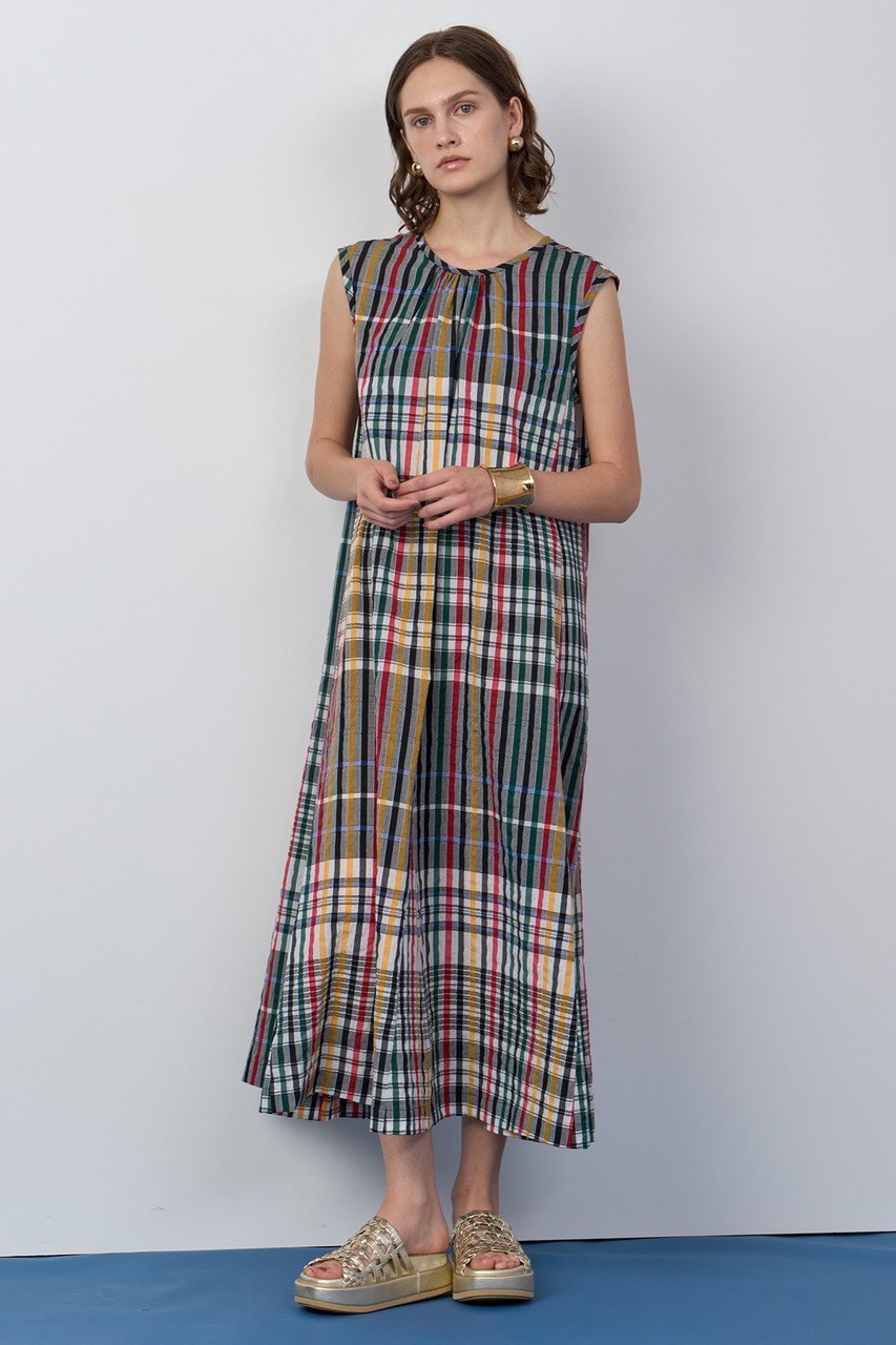 【ハウス オブ ロータス/HOUSE OF LOTUS】のランダムチェックワンピース 人気、トレンドファッション・服の通販 founy(ファニー) 　ファッション　Fashion　レディースファッション　Fashion for Women　ワンピース　Dresses　チュニック　Tunic Tops & Dresses　2025年　2025　2025-2026秋冬・A/W　Autumn/Winter 2025–26 AW25–26　コンパクト　Compact, Small Size　チェック　Check, Plaid, Tartan　チュニック　Tunic, Long Top　フレア　Flare, Flared　モノトーン　Monotone, Black and White　ロング　Long, Long-Length　A/W・秋冬　Autumn/Winter　other-8|ID: prp329100004587607 ipo3291000000032631571