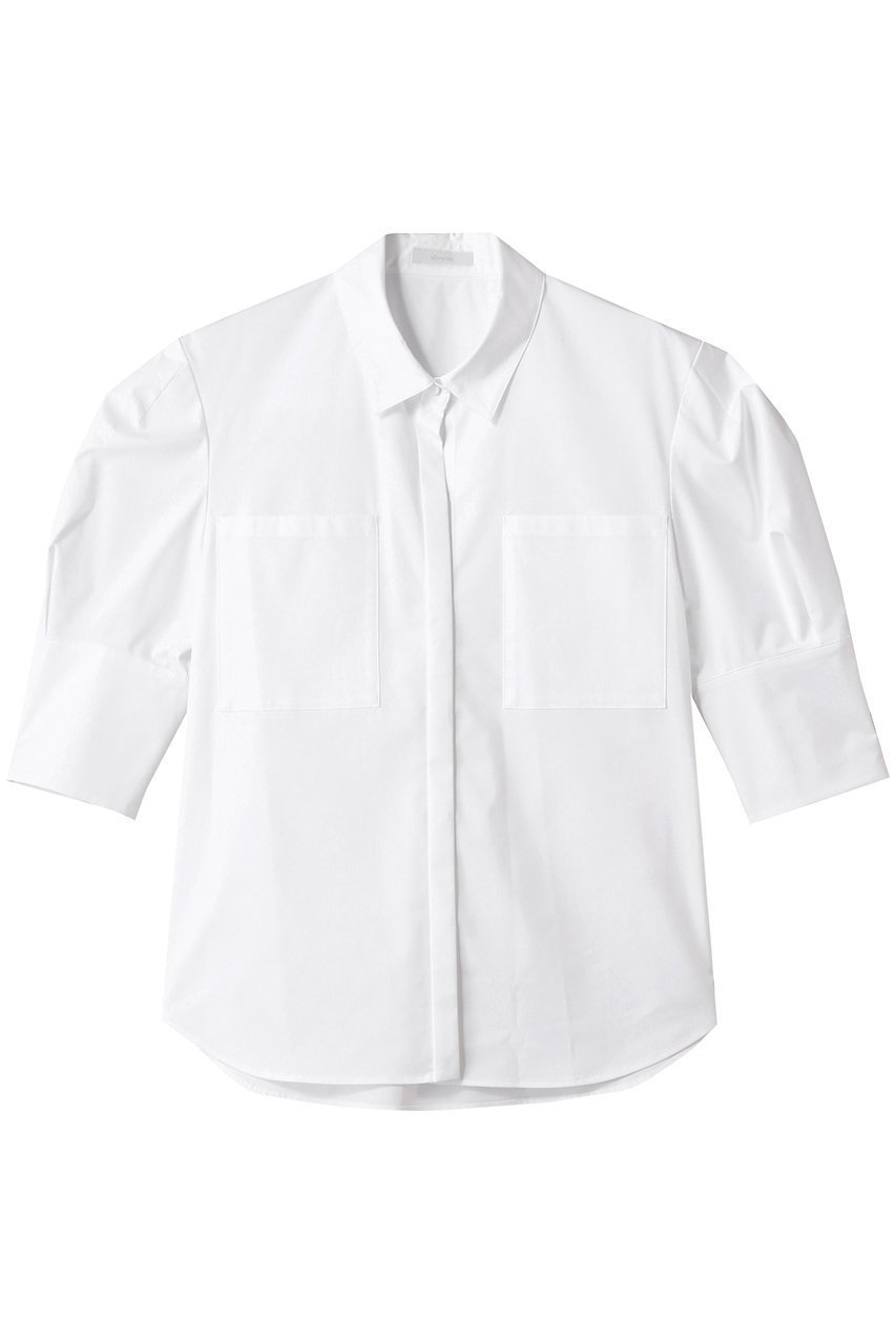 【アルアバイル/allureville】のコットンストレッチブロードシャツ インテリア・キッズ・メンズ・レディースファッション・服の通販 founy(ファニー) 　ファッション　Fashion　レディースファッション　Fashion for Women　トップス・カットソー　Cut & Sew Tops　シャツ・ブラウス・オフィスカジュアル　Elegant Blouses & Button-Ups　ショート　Short, Short Length　シンプル　Simple, Minimal　スリット　Slit, Slit Detail　スリーブ　Sleeve, Long Sleeve / Short Sleeve　ファブリック　Fabric, Textile　リュクス　Luxury, Elegant, High-End, Chic　エレガント 上品　Elegant　定番　Standard, Basic Item　ホワイト|ID: prp329100004587615 ipo3291000000032535993