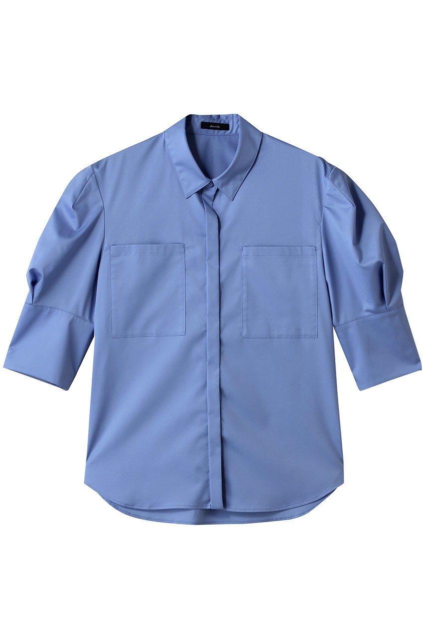 【アルアバイル/allureville】のコットンストレッチブロードシャツ インテリア・キッズ・メンズ・レディースファッション・服の通販 founy(ファニー) 　ファッション　Fashion　レディースファッション　Fashion for Women　トップス・カットソー　Cut & Sew Tops　シャツ・ブラウス・オフィスカジュアル　Elegant Blouses & Button-Ups　ショート　Short, Short Length　シンプル　Simple, Minimal　スリット　Slit, Slit Detail　スリーブ　Sleeve, Long Sleeve / Short Sleeve　ファブリック　Fabric, Textile　リュクス　Luxury, Elegant, High-End, Chic　エレガント 上品　Elegant　定番　Standard, Basic Item　サックス|ID: prp329100004587615 ipo3291000000032535995