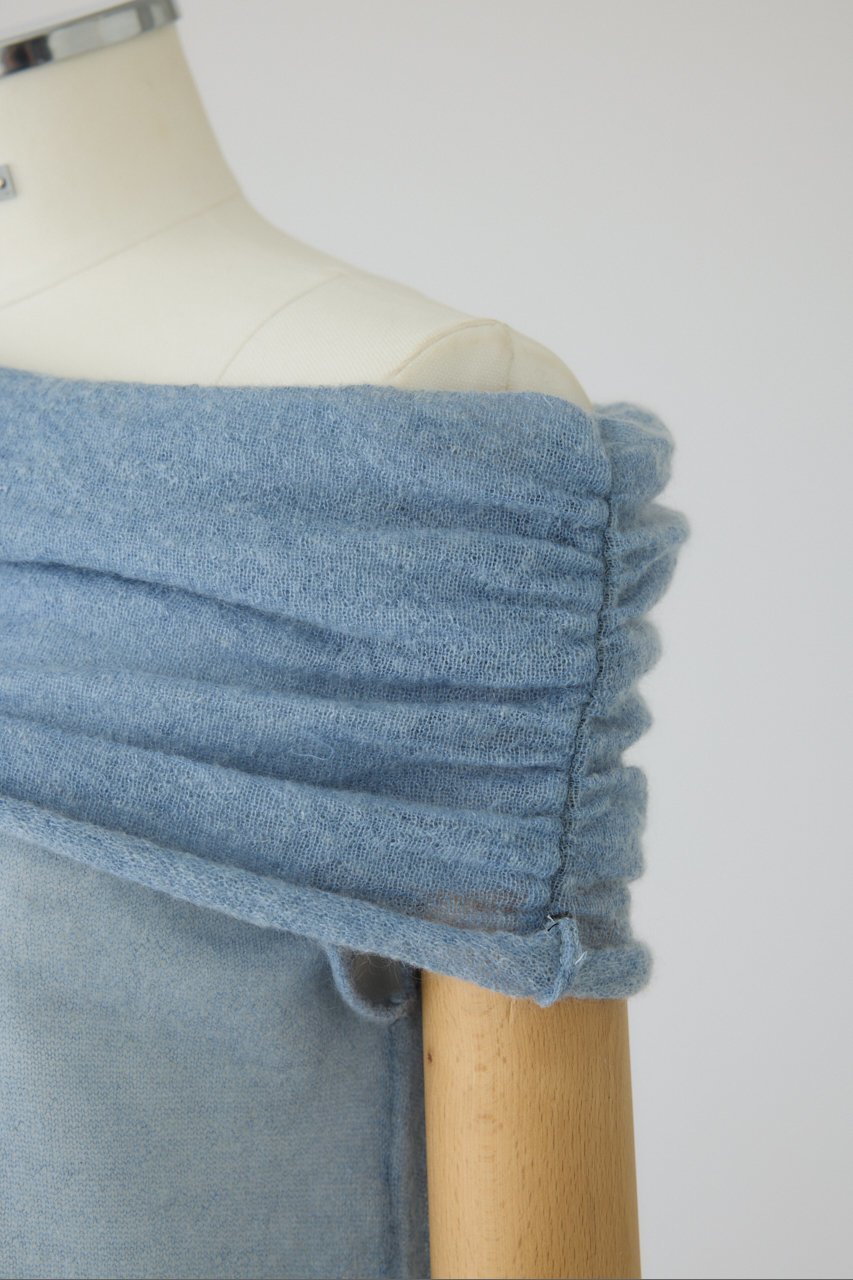 【リムアーク/RIM.ARK】のOff shoulder compact tops/トップス 人気、トレンドファッション・服の通販 founy(ファニー) 　ファッション　Fashion　レディースファッション　Ladies' Fashion Online　トップス・カットソー　Tops/Tshirt　シャツ/ブラウス　Shirts/Blouses　アシンメトリー　Asymmetry　ショート　Short　スリーブ　Sleeve　デコルテ　Decolletage　モヘア　Mohair　NEW・新作・新着・新入荷　New Arrivals　other-6|ID: prp329100004587641 ipo3291000000032536337