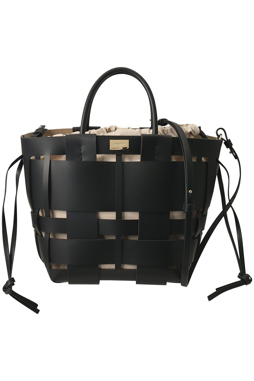 【ザンチェッティ/ZANCHETTI】のWOVEN MIDI SHOPPER インテリア・キッズ・メンズ・レディースファッション・服の通販 founy(ファニー) 　ファッション　Fashion　レディースファッション　Ladies' Fashion Online　バッグ　Bag　なめらか　Smooth　ショルダー　Shoulder　メッシュ　Mesh　ラップ　Wrap　ランダム　Random　エレガント 上品　Elegant　ブラック|ID: prp329100004587646 ipo3291000000032536384
