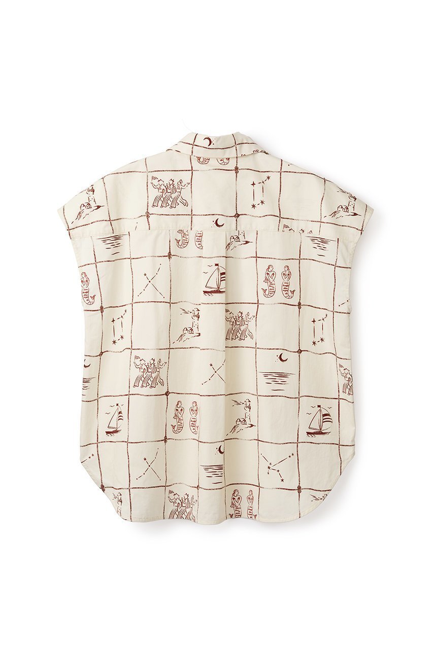 【アロー/aLORS】のChemise sans manches ”Astrifera” Ivory × Bordeaux シャツ 人気、トレンドファッション・服の通販 founy(ファニー) 　ファッション　Fashion　レディースファッション　Fashion for Women　トップス・カットソー　Cut & Sew Tops　シャツ・ブラウス・オフィスカジュアル　Elegant Blouses & Button-Ups　カッティング　Cutting Detail　ショート　Short, Short Length　スリーブ　Sleeve, Long Sleeve / Short Sleeve　セットアップ　Set-Up, Coordinated Outfit　なめらか　Smooth, Silky Texture　ノースリーブ　Sleeveless, No-Sleeve　プリント　Print, Printed Pattern　モチーフ　Motif, Design Theme　おすすめ　Recommended / Our Picks　夏　Summer　other-5|ID: prp329100004588508 ipo3291000000032633085