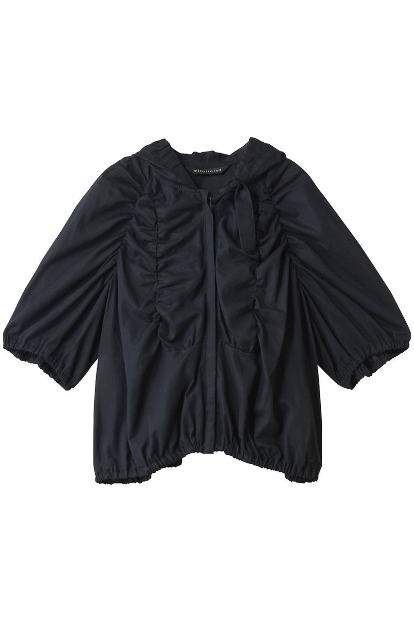 【ミズイロ インド/mizuiro ind】のgathered hooded shirt シャツ インテリア・キッズ・メンズ・レディースファッション・服の通販 founy(ファニー) 　ファッション　Fashion　レディースファッション　Ladies' Fashion Online　トップス・カットソー　Tops/Tshirt　シャツ/ブラウス　Shirts/Blouses　ギャザー　Gather　シアー　Sheer　ショート　Short　スリーブ　Sleeve　トレンド　Trend　ワイド　Wide　夏　Summer　NEW・新作・新着・新入荷　New Arrivals　春　Spring　S/S・春夏　Ss・Spring/Summer　ネイビー|ID: prp329100004588525 ipo3291000000032549207