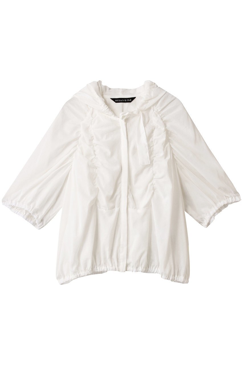 【ミズイロ インド/mizuiro ind】のgathered hooded shirt シャツ インテリア・キッズ・メンズ・レディースファッション・服の通販 founy(ファニー) 　ファッション　Fashion　レディースファッション　Fashion for Women　トップス・カットソー　Cut & Sew Tops　シャツ・ブラウス・オフィスカジュアル　Elegant Blouses & Button-Ups　ギャザー　Gathered, Ruffled　シアー　Sheer, See-Through　ショート　Short, Short Length　スリーブ　Sleeve, Long Sleeve / Short Sleeve　トレンド　Trend, Trending Now　ワイド　Wide, Wide Fit　夏　Summer　春　Spring　S/S・春夏　SS, Spring/Summer, Warm Season　off white|ID: prp329100004588525 ipo3291000000032631548