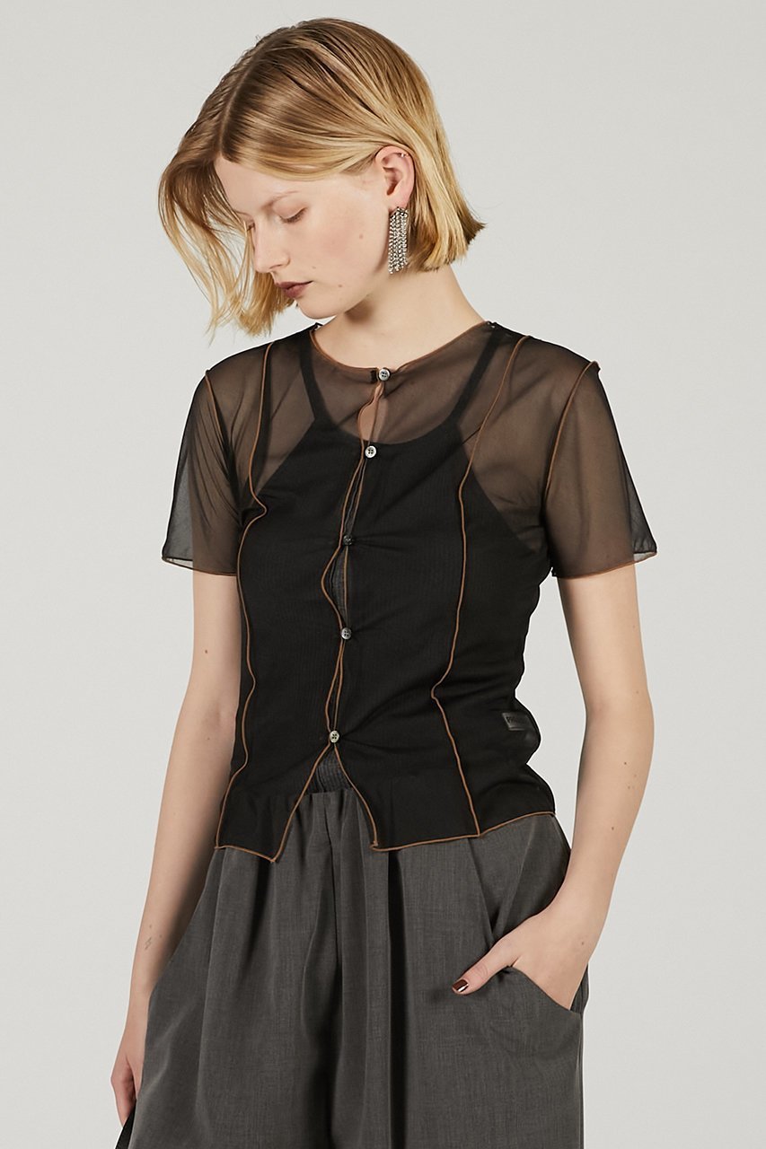 【プランク プロジェクト/PRANK PROJECT】の2WAYシアートップ / 2Way Sheer Top 人気、トレンドファッション・服の通販 founy(ファニー) ファッション Fashion レディースファッション Fashion for Women トップス・カットソー Cut & Sew Tops シャツ・ブラウス・オフィスカジュアル Elegant Blouses & Button-Ups ロングTシャツ・Tシャツ Longline T-Shirts & Tees カットソー・ベーシックTシャツ Cut-and-Sewn Tops / Stretch Tees & Basics インナー Innerwear ショート Short, Short Length ストレッチ Stretch, Stretchy Fabric スリーブ Sleeve, Long Sleeve / Short Sleeve タンブラー Tumbler, Travel Mug other-7|ID: prp329100004588532 ipo3291000000035983234