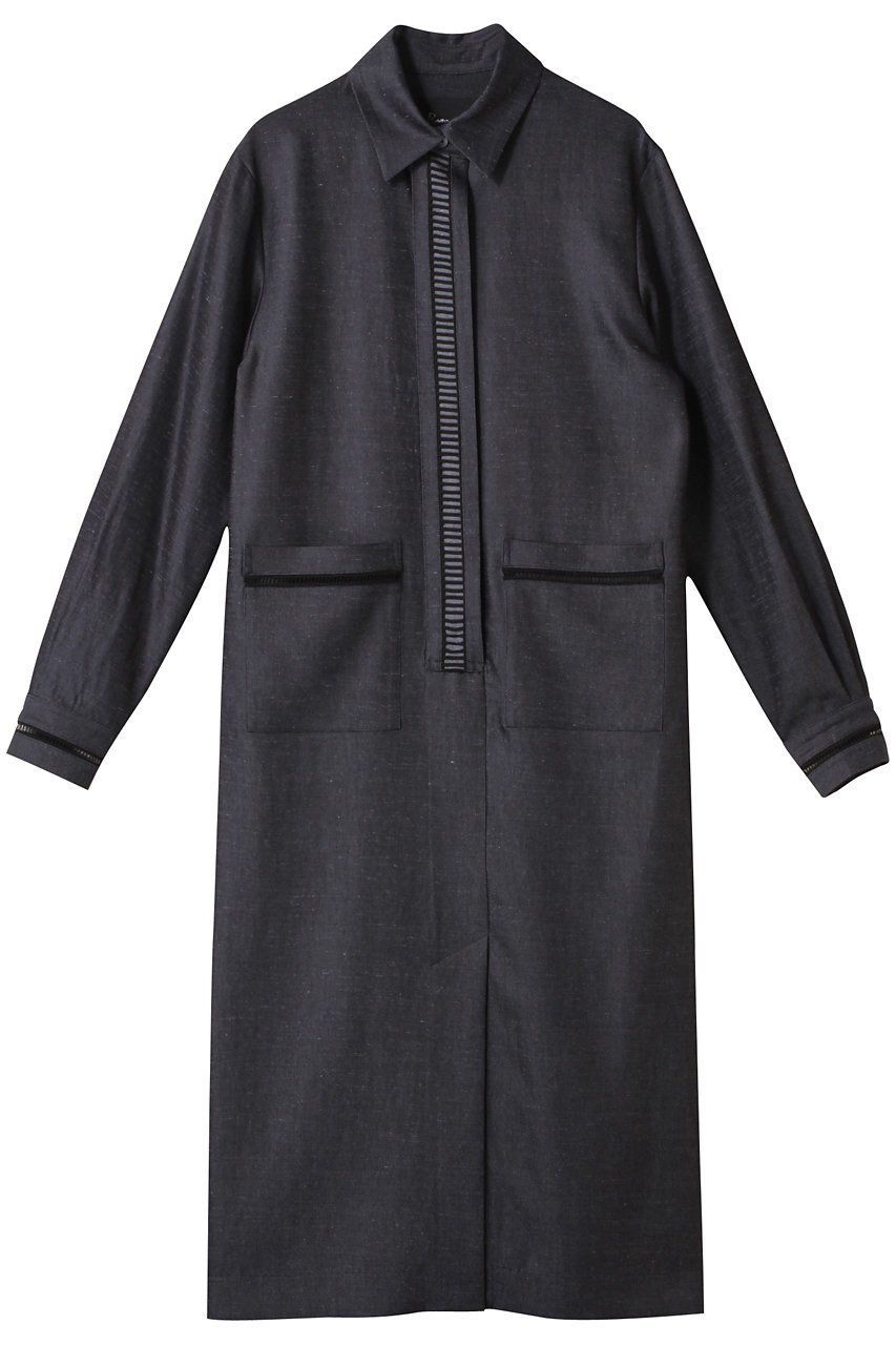 【ルームエイト/Room no.8】の【Room no.8 BLACK】トリアセテート ツイル コンビレースドレス 人気、トレンドファッション・服の通販 founy(ファニー) 　ファッション　Fashion　レディースファッション　Ladies' Fashion Online　ワンピース　Dress　ドレス　Party Dresses　チュニック　Tunic　ストレート　Straight　チュニック　Tunic　ツイル　Twill　ドレス　Dress　フォーマル　Formal　フロント　Front　リュクス　Luxe　ロング　Long　エレガント 上品　Elegant　NEW・新作・新着・新入荷　New Arrivals　 other-1|ID: prp329100004588548 ipo3291000000032549395