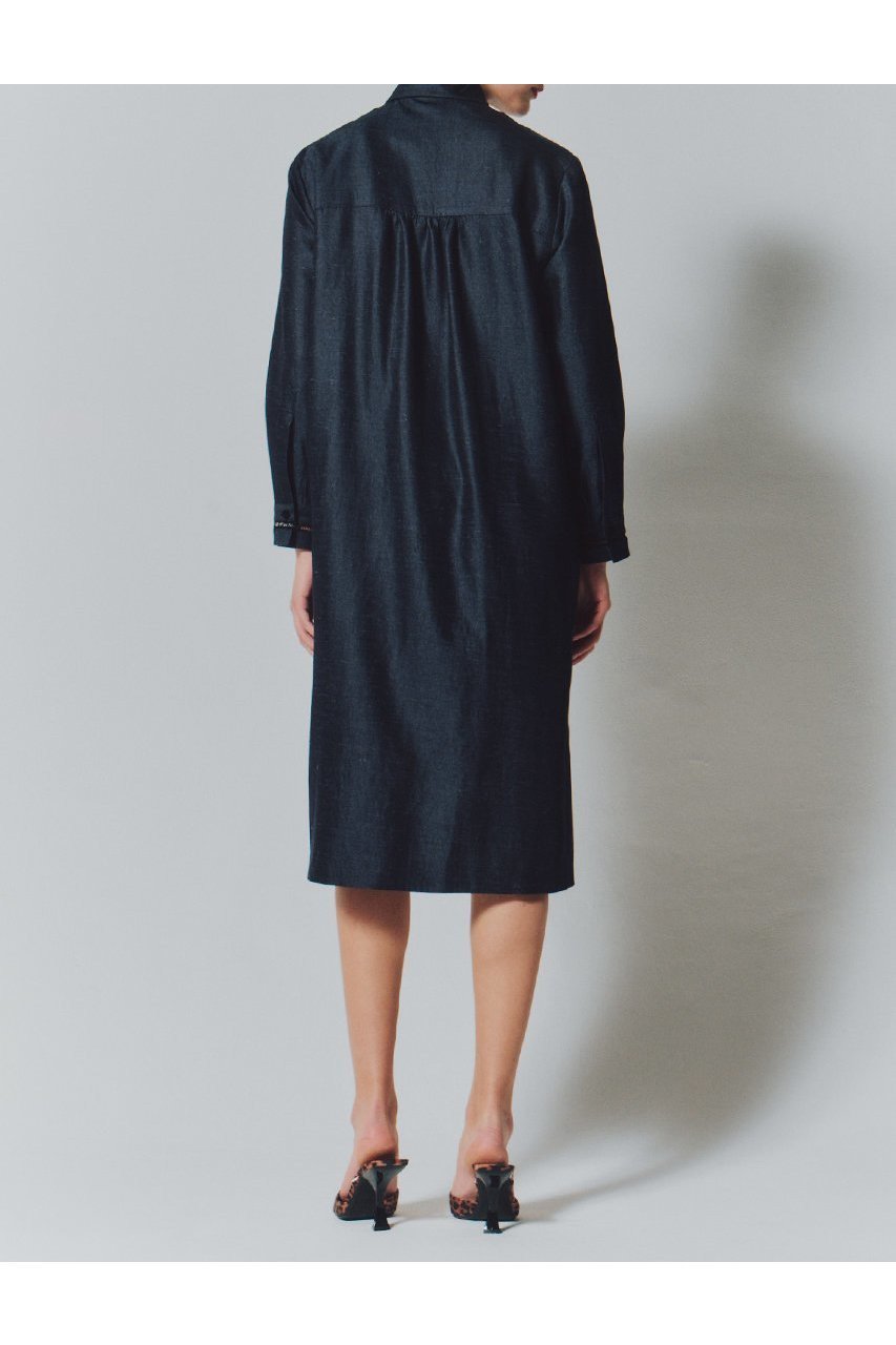 【ルームエイト/Room no.8】の【Room no.8 BLACK】トリアセテート ツイル コンビレースドレス 人気、トレンドファッション・服の通販 founy(ファニー) 　ファッション　Fashion　レディースファッション　Ladies' Fashion Online　ワンピース　Dress　ドレス　Party Dresses　チュニック　Tunic　ストレート　Straight　チュニック　Tunic　ツイル　Twill　ドレス　Dress　フォーマル　Formal　フロント　Front　リュクス　Luxe　ロング　Long　エレガント 上品　Elegant　NEW・新作・新着・新入荷　New Arrivals　other-8|ID: prp329100004588548 ipo3291000000032549403
