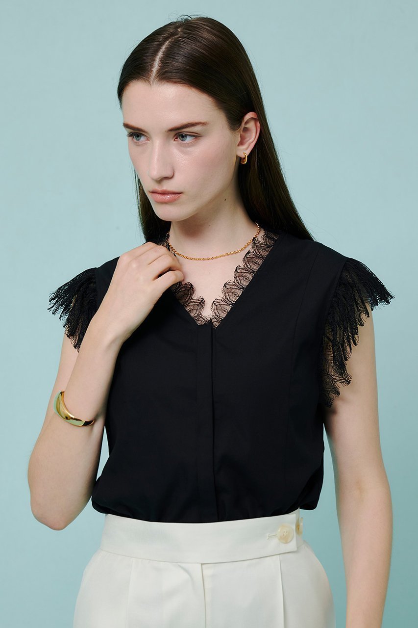 【アルアバイル/allureville】のレースカラーブラウス 人気、トレンドファッション・服の通販 founy(ファニー) 　ファッション　Fashion　レディースファッション　Fashion for Women　トップス・カットソー　Cut & Sew Tops　キャミソール&ノースリーブ　Camisoles & Sleeveless Tops　シャツ・ブラウス・オフィスカジュアル　Elegant Blouses & Button-Ups　インナー　Innerwear　ジャケット　Jacket, Outerwear　ノースリーブ　Sleeveless, No-Sleeve　ブルゾン　Blouson, Bomber Jacket　マニッシュ　Mannish, Boyish　レース　Lace, Lace Fabric　エレガント 上品　Elegant　再入荷　Restock / Back in Stock　秋　Autumn　other-6|ID: prp329100004588572 ipo3291000000035405032