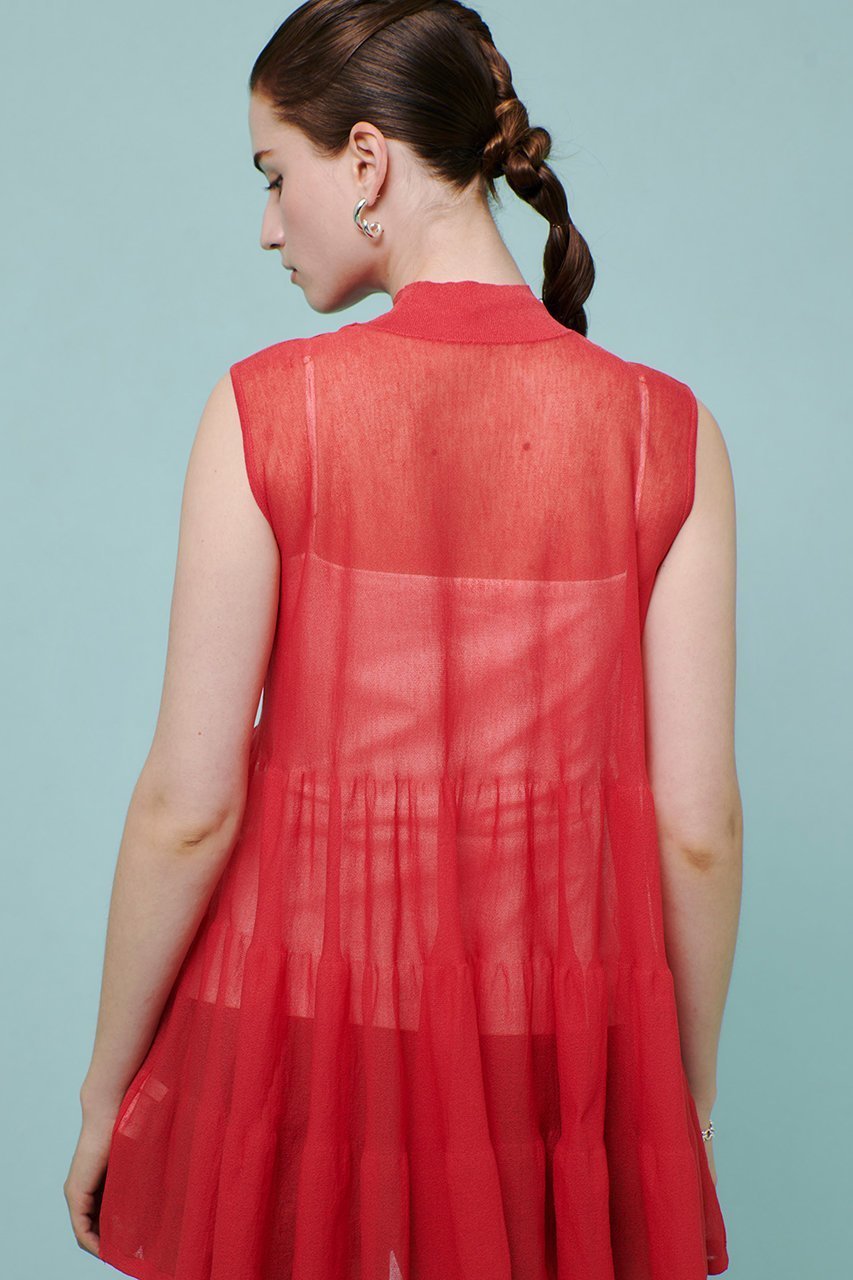 【アルアバイル/allureville】のシアーティアードチュニック 人気、トレンドファッション・服の通販 founy(ファニー) 　ファッション　Fashion　レディースファッション　Fashion for Women　ワンピース　Dresses　チュニック　Tunic Tops & Dresses　ギャザー　Gathered, Ruffled　チュニック　Tunic, Long Top　デニム　Denim, Jeans Material　ノースリーブ　Sleeveless, No-Sleeve　ミドル　Middle Length, Mid Height　夏　Summer　other-5|ID: prp329100004588575 ipo3291000000035646453