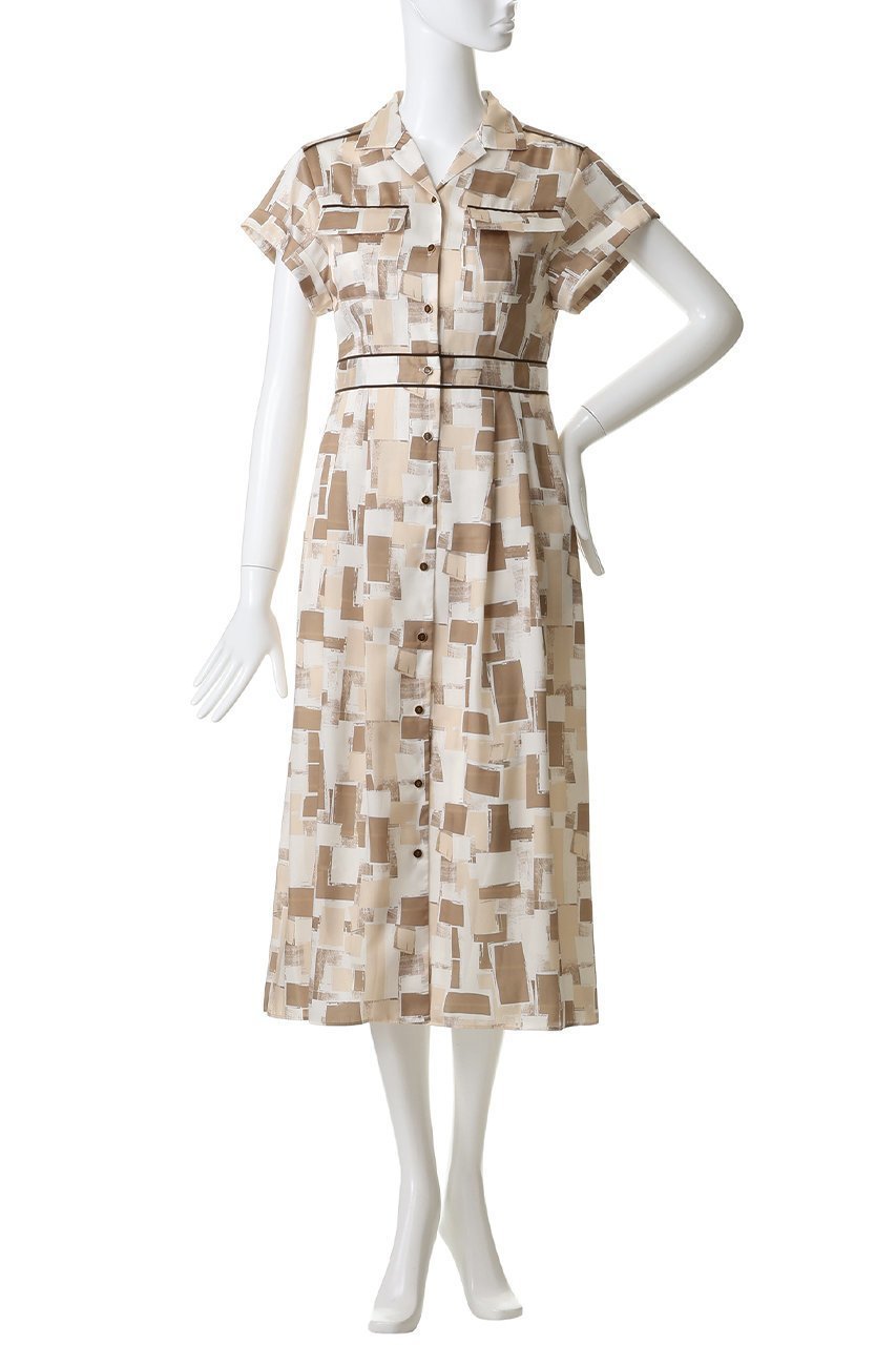 【アルアバイル/allureville】のジオメトリックSAFARIドレス 人気、トレンドファッション・服の通販 founy(ファニー) 　ファッション　Fashion　レディースファッション　Fashion for Women　ワンピース　Dresses　フォーマル・パーティードレス・結婚式用ドレス　Elegant & Casual Dresses　チュニック　Tunic Tops & Dresses　イタリア　Italy　ジャケット　Jacket, Outerwear　スクエア　Square, Square Shape　チュニック　Tunic, Long Top　ドレス　Dress, One-Piece　パイピング　Piping, Trim Design　ブルゾン　Blouson, Bomber Jacket　プリント　Print, Printed Pattern　ポケット　Pocket, Pocket Detail　モダン　Modern, Contemporary　ロング　Long, Long-Length　エレガント 上品　Elegant　再入荷　Restock / Back in Stock　other-2|ID: prp329100004588576 ipo3291000000035692951