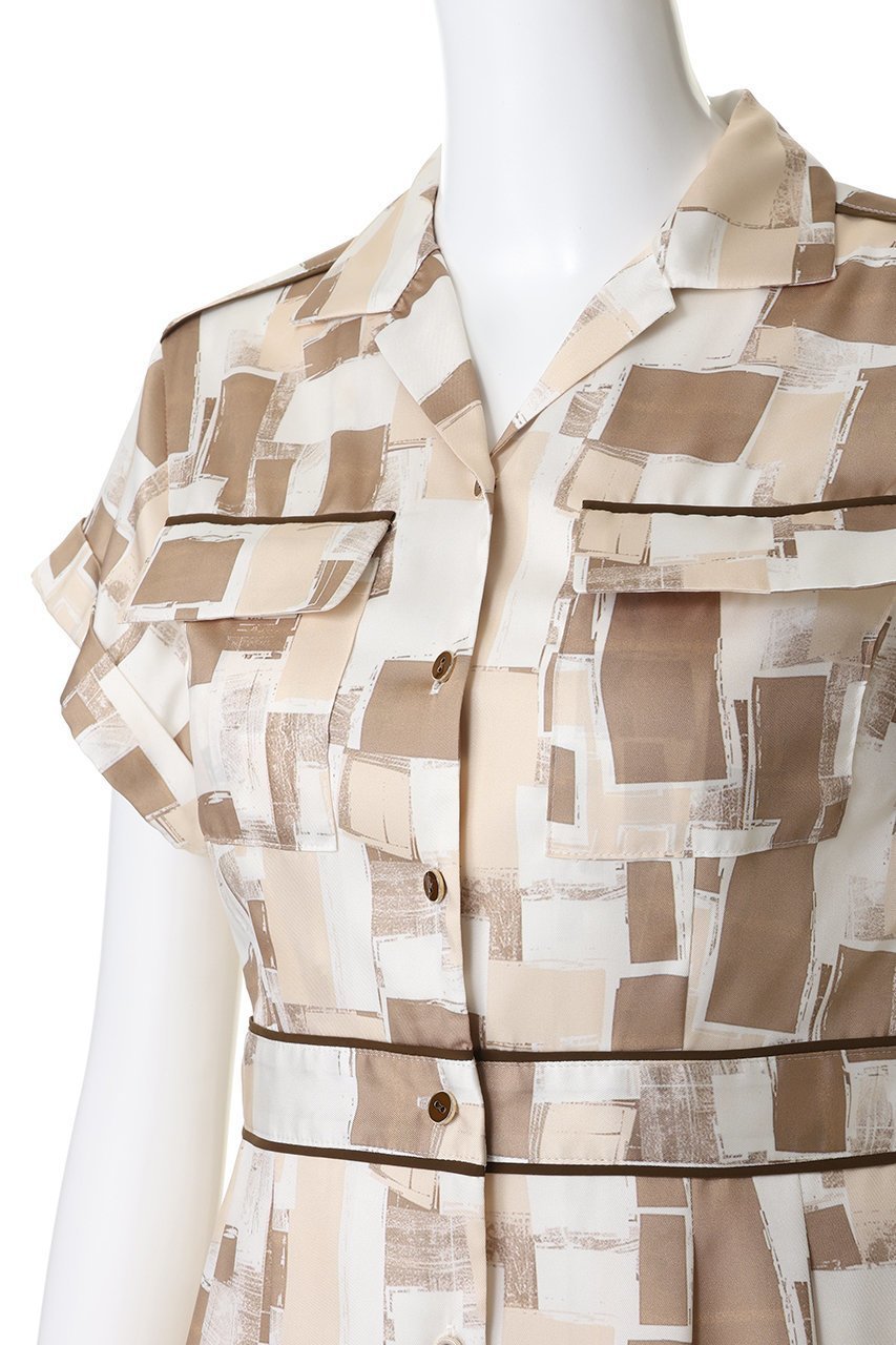 【アルアバイル/allureville】のジオメトリックSAFARIドレス 人気、トレンドファッション・服の通販 founy(ファニー) 　ファッション　Fashion　レディースファッション　Fashion for Women　ワンピース　Dresses　フォーマル・パーティードレス・結婚式用ドレス　Elegant & Casual Dresses　チュニック　Tunic Tops & Dresses　イタリア　Italy　ジャケット　Jacket, Outerwear　スクエア　Square, Square Shape　チュニック　Tunic, Long Top　ドレス　Dress, One-Piece　パイピング　Piping, Trim Design　ブルゾン　Blouson, Bomber Jacket　プリント　Print, Printed Pattern　ポケット　Pocket, Pocket Detail　モダン　Modern, Contemporary　ロング　Long, Long-Length　エレガント 上品　Elegant　再入荷　Restock / Back in Stock　other-5|ID: prp329100004588576 ipo3291000000035692954