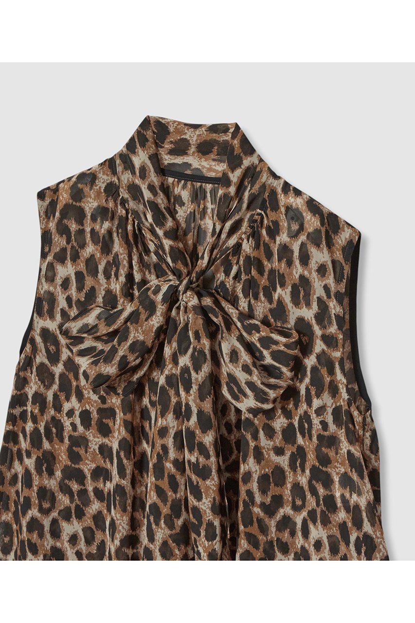 【アルアバイル/allureville】のレオパードプリントボウブラウス 人気、トレンドファッション・服の通販 founy(ファニー) 　ファッション　Fashion　レディースファッション　Fashion for Women　トップス・カットソー　Cut & Sew Tops　キャミソール&ノースリーブ　Camisoles & Sleeveless Tops　シャツ・ブラウス・オフィスカジュアル　Elegant Blouses & Button-Ups　カーゴパンツ　Cargo Pants, Utility Pants　ジーンズ　Jeans, Denim Pants　ノースリーブ　Sleeveless, No-Sleeve　フェミニン　Feminine, Girly　フレア　Flare, Flared　ボトム　Bottoms, Lower Wear　レオパード　Leopard, Animal Print　other-3|ID: prp329100004588578 ipo3291000000035401672